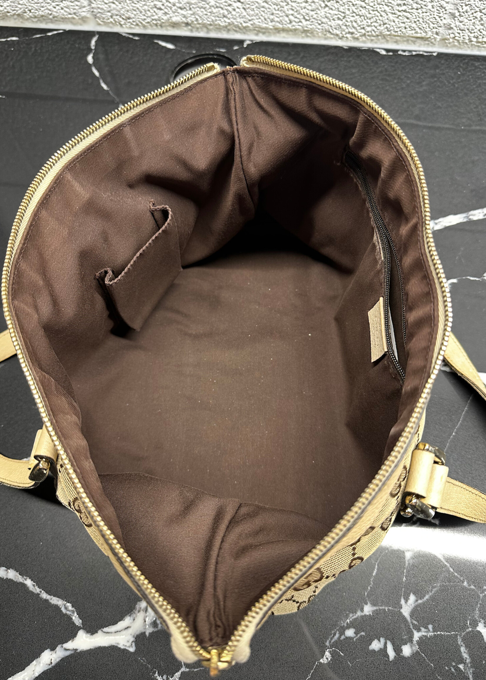 Gucci Abbey Leather Monogram Handbag