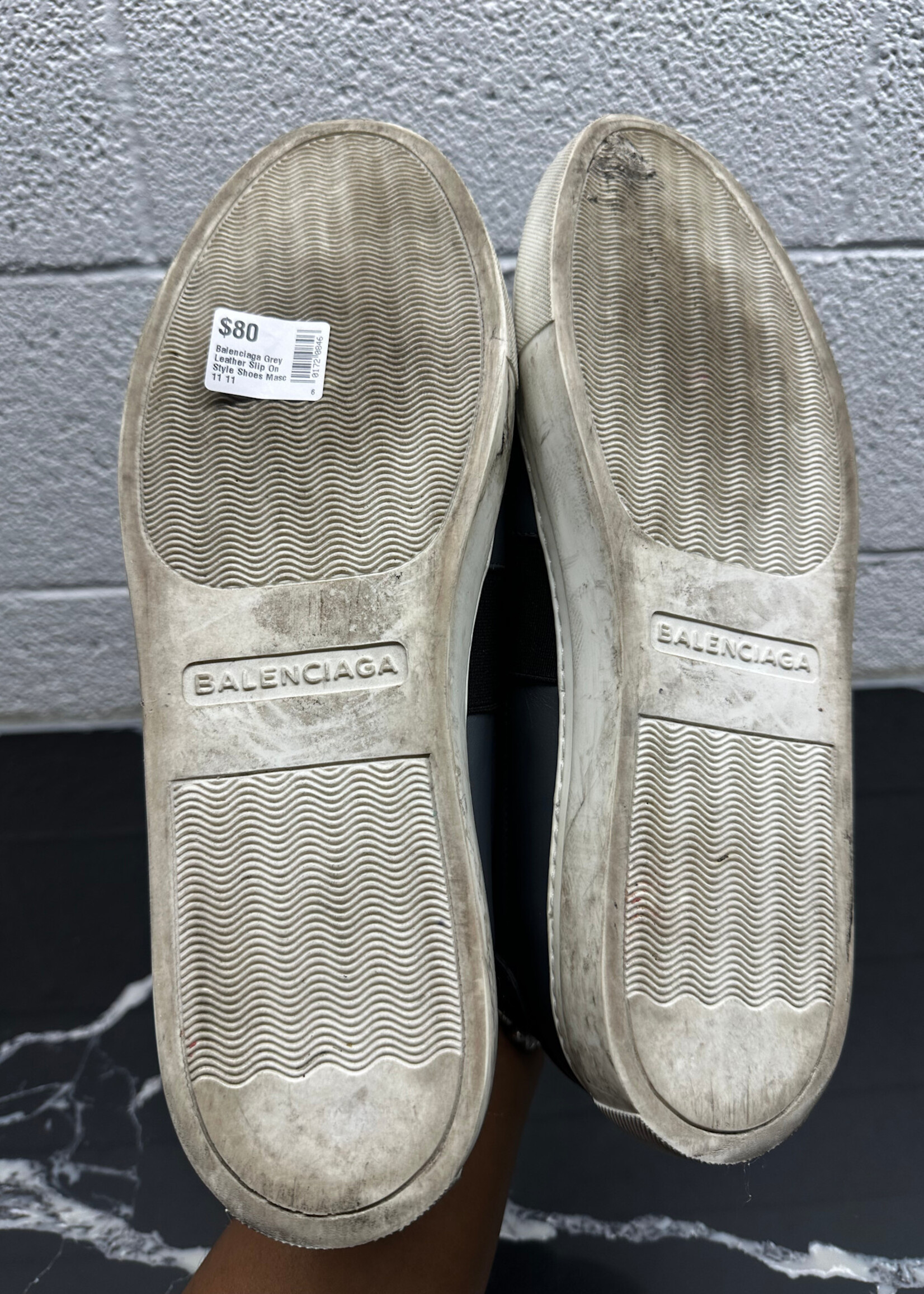 Balenciaga Grey Leather Slip On Style Shoes Masc 11