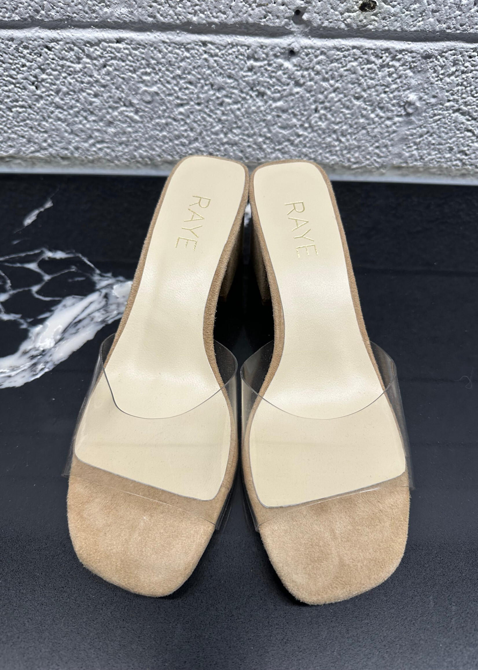 Raye Tan PVC Sandal Heel 7.5
