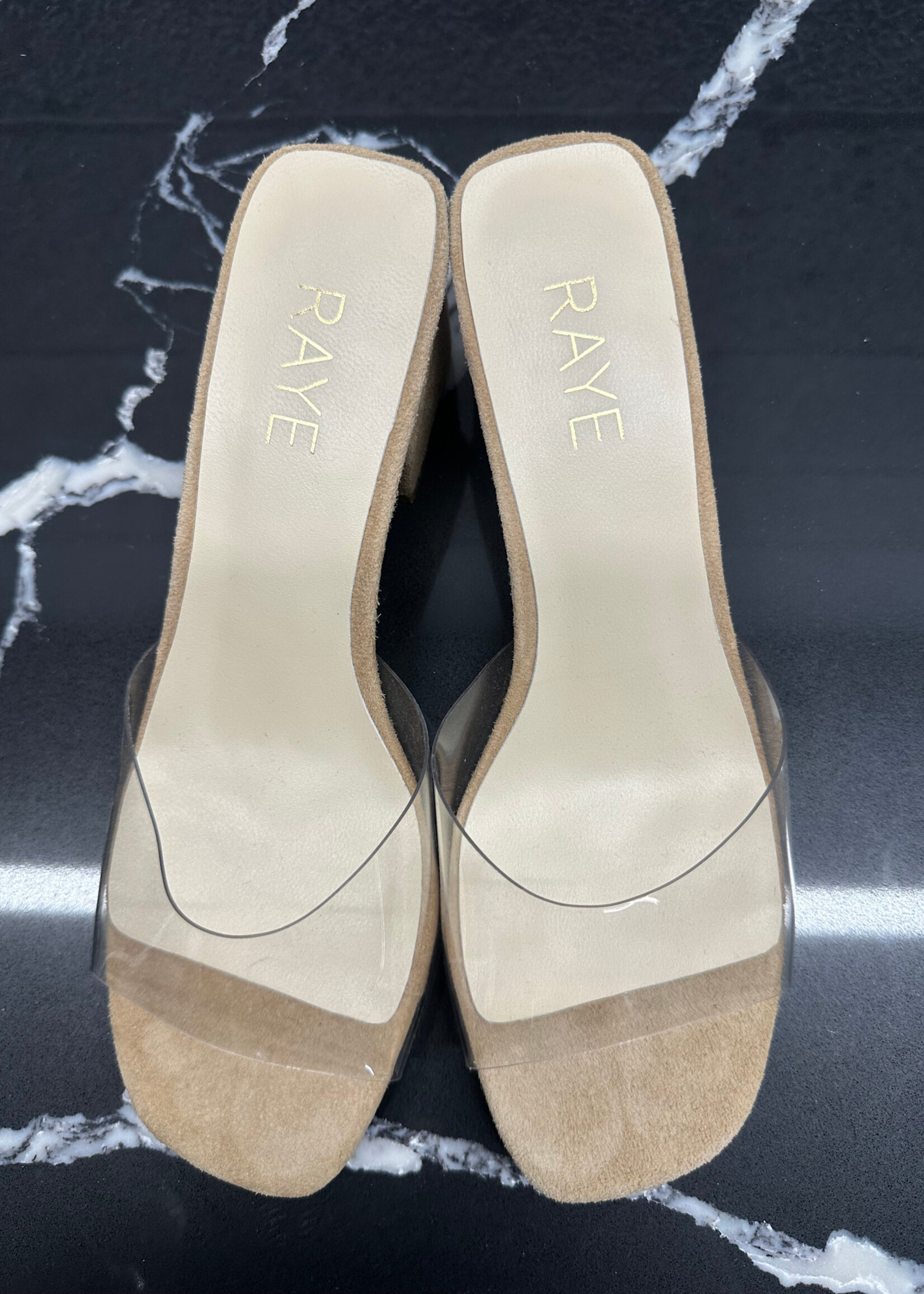 Raye Tan PVC Sandal Heel 7.5