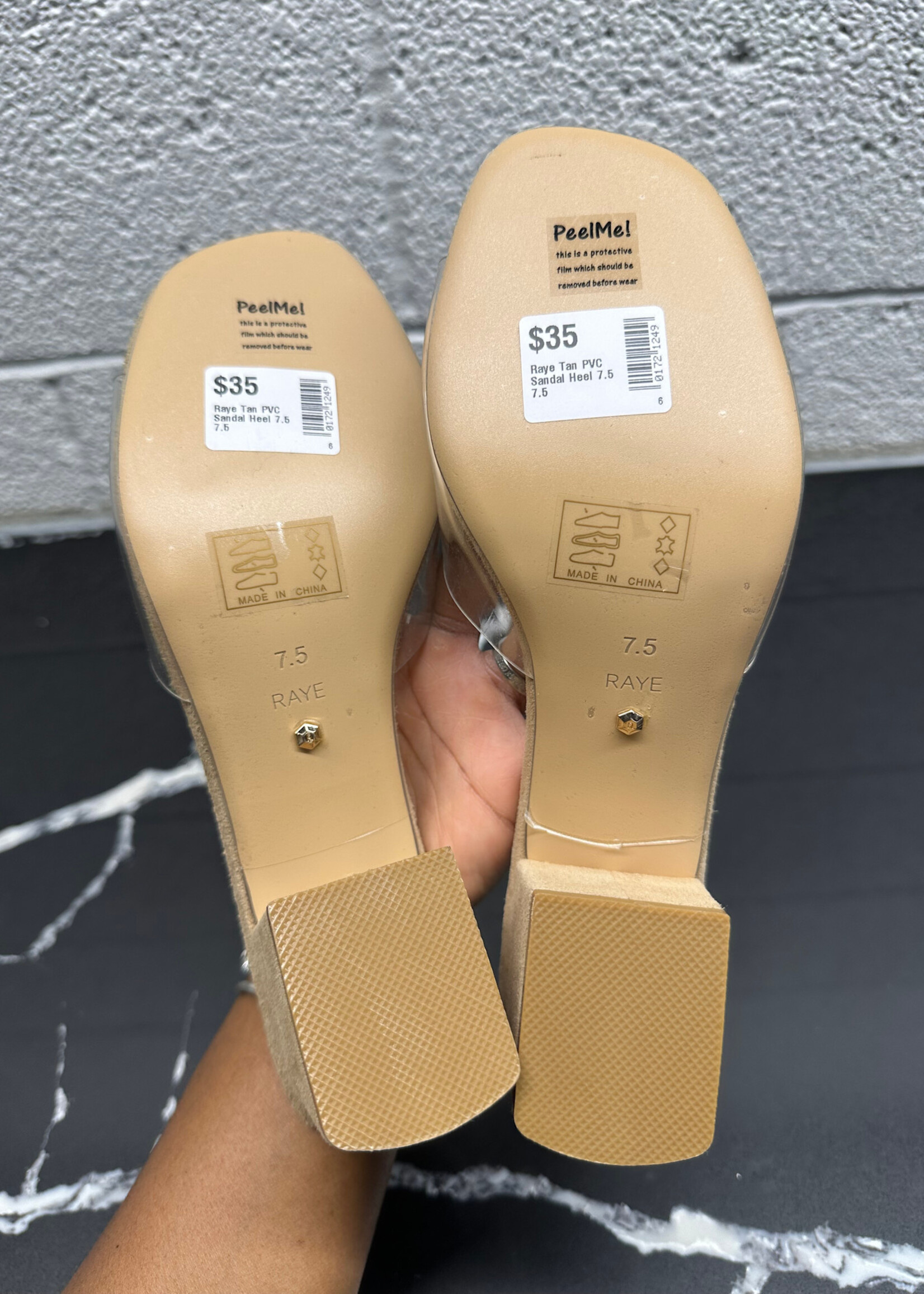 Raye Tan PVC Sandal Heel 7.5