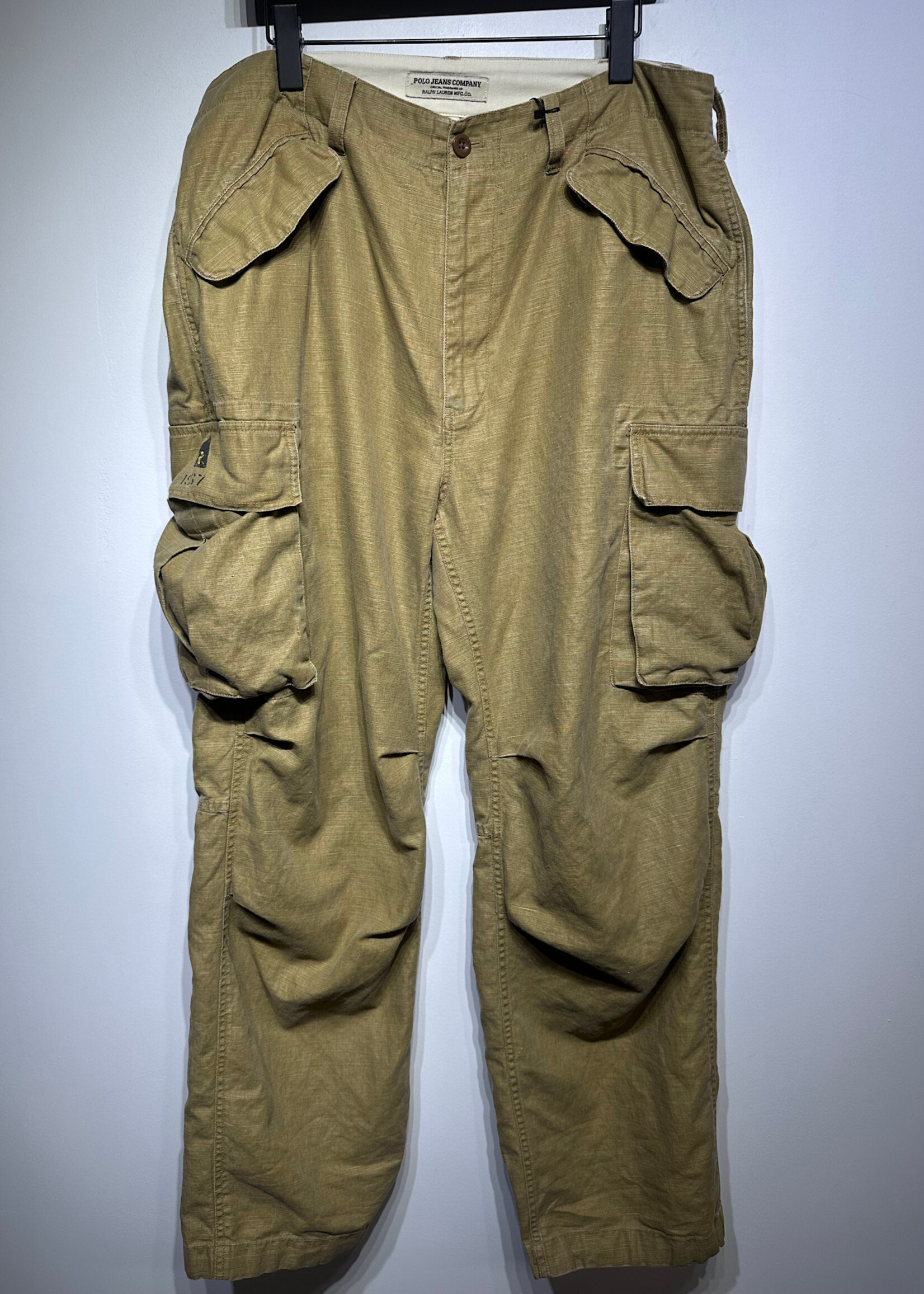 Ralph Lauren 1967 Tan Linen Baggy Cargos Unisex 38