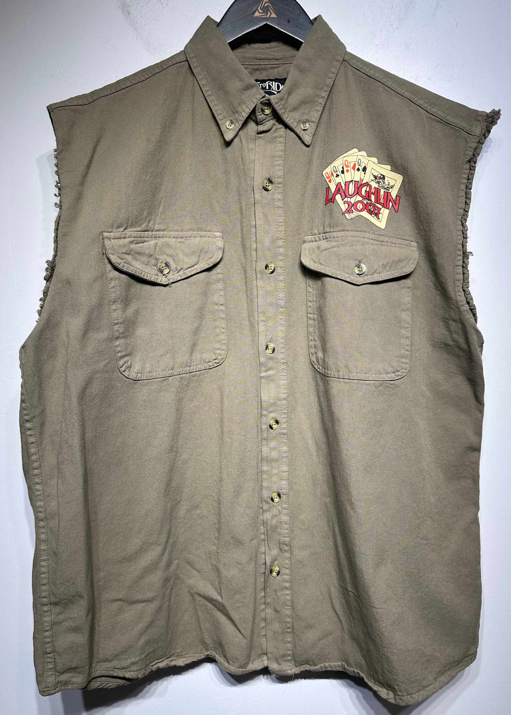 01' Laughlin Brown Cut Off Cards Vest Masc XL