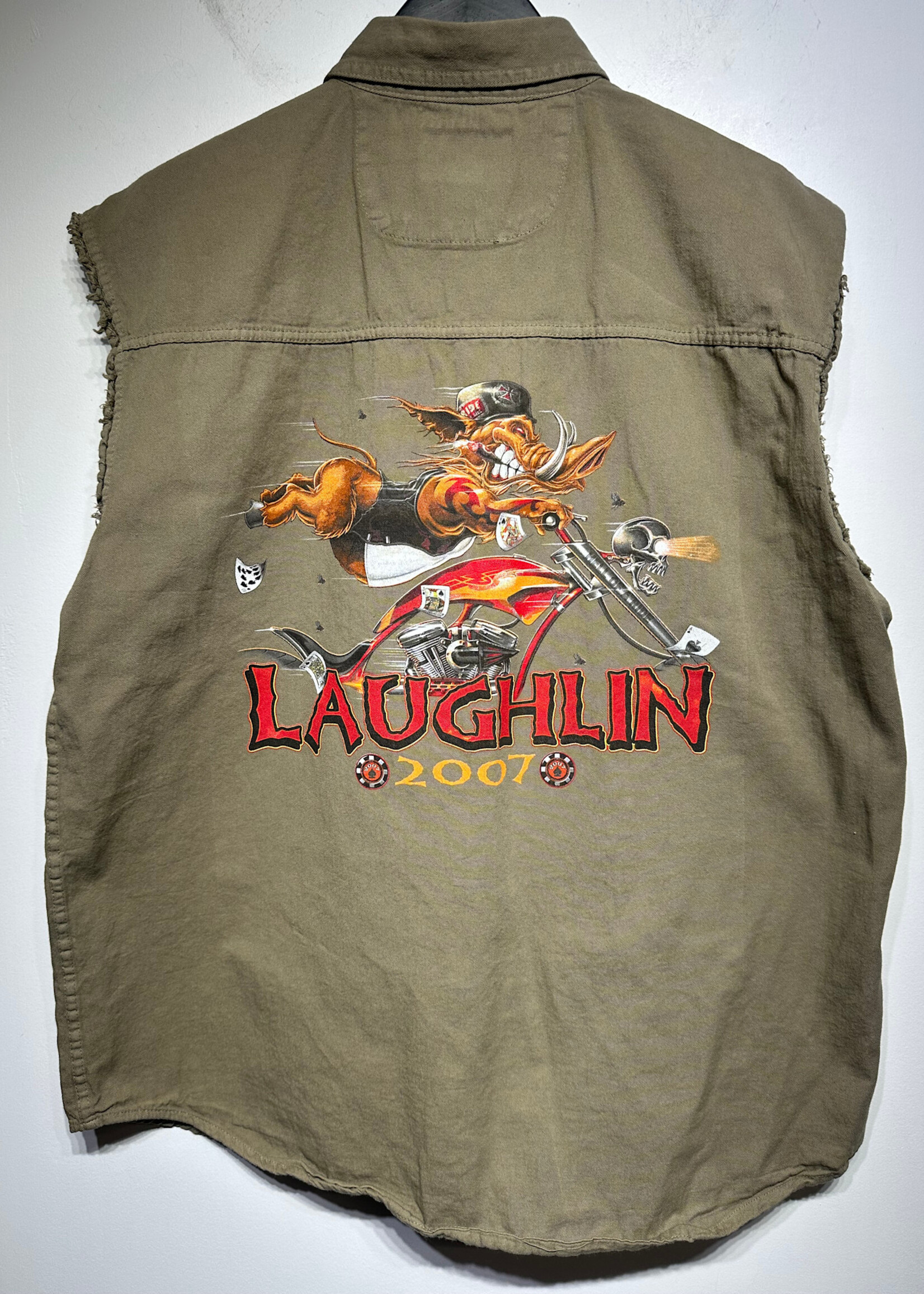 01' Laughlin Brown Cut Off Cards Vest Masc XL