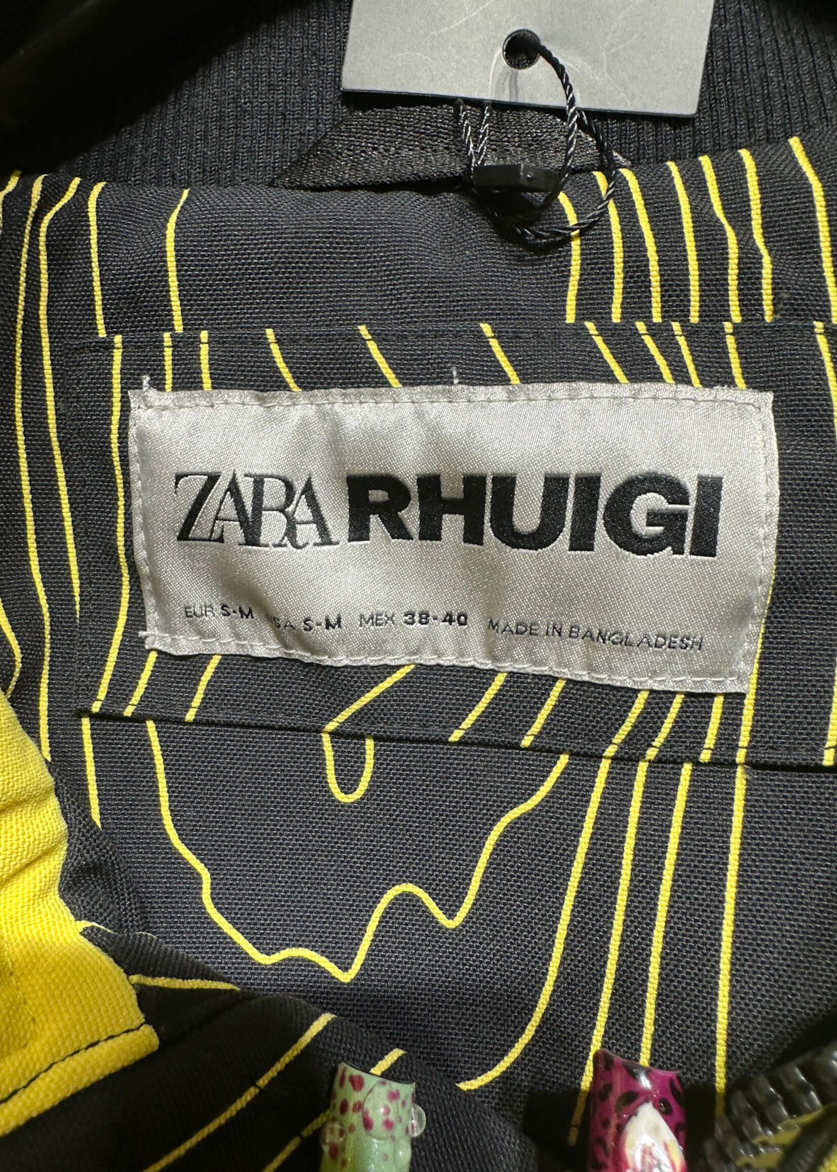 Zara Rhuigi Yellow Black Zip Jacket M