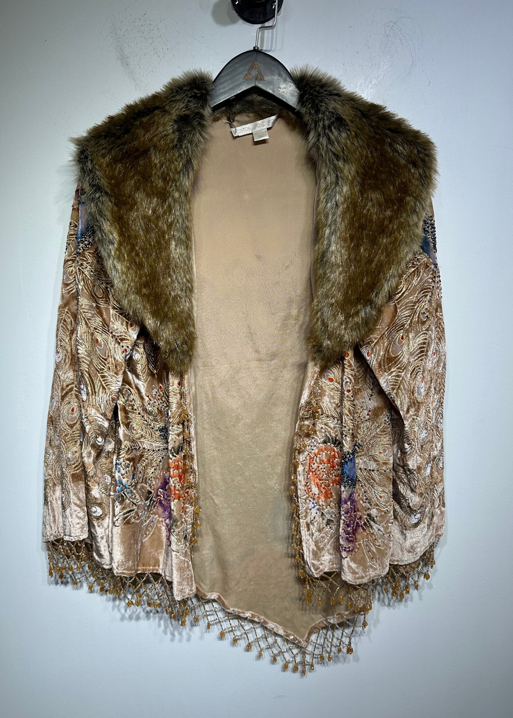 Boston Proper Furr Collar Peacock Jacket S