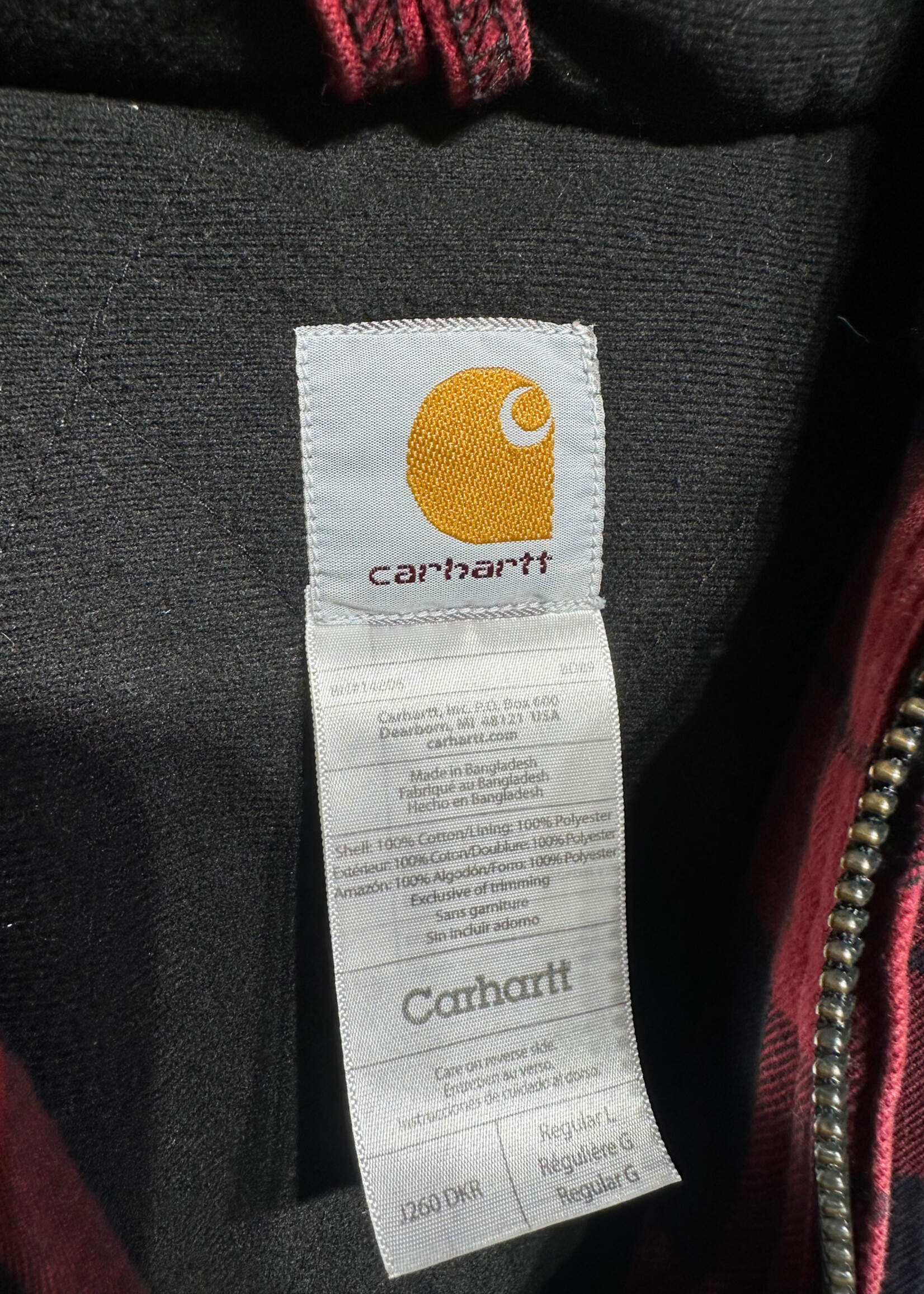 Carhartt Black/Red Flannel Print Active Jacket Masc L