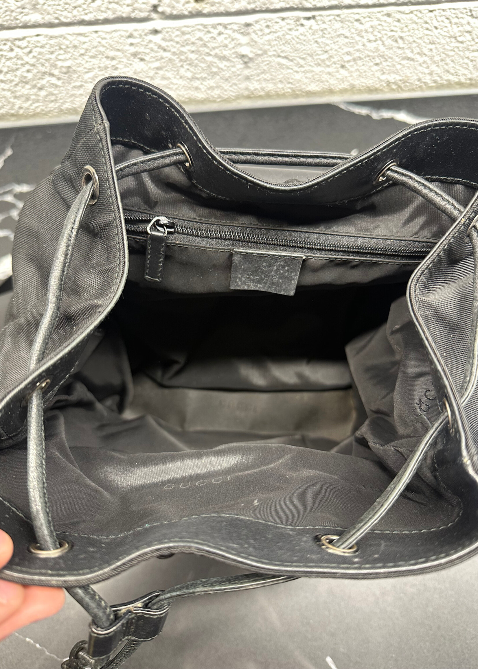 Y2K Gucci Black Nylon Leather Backpack