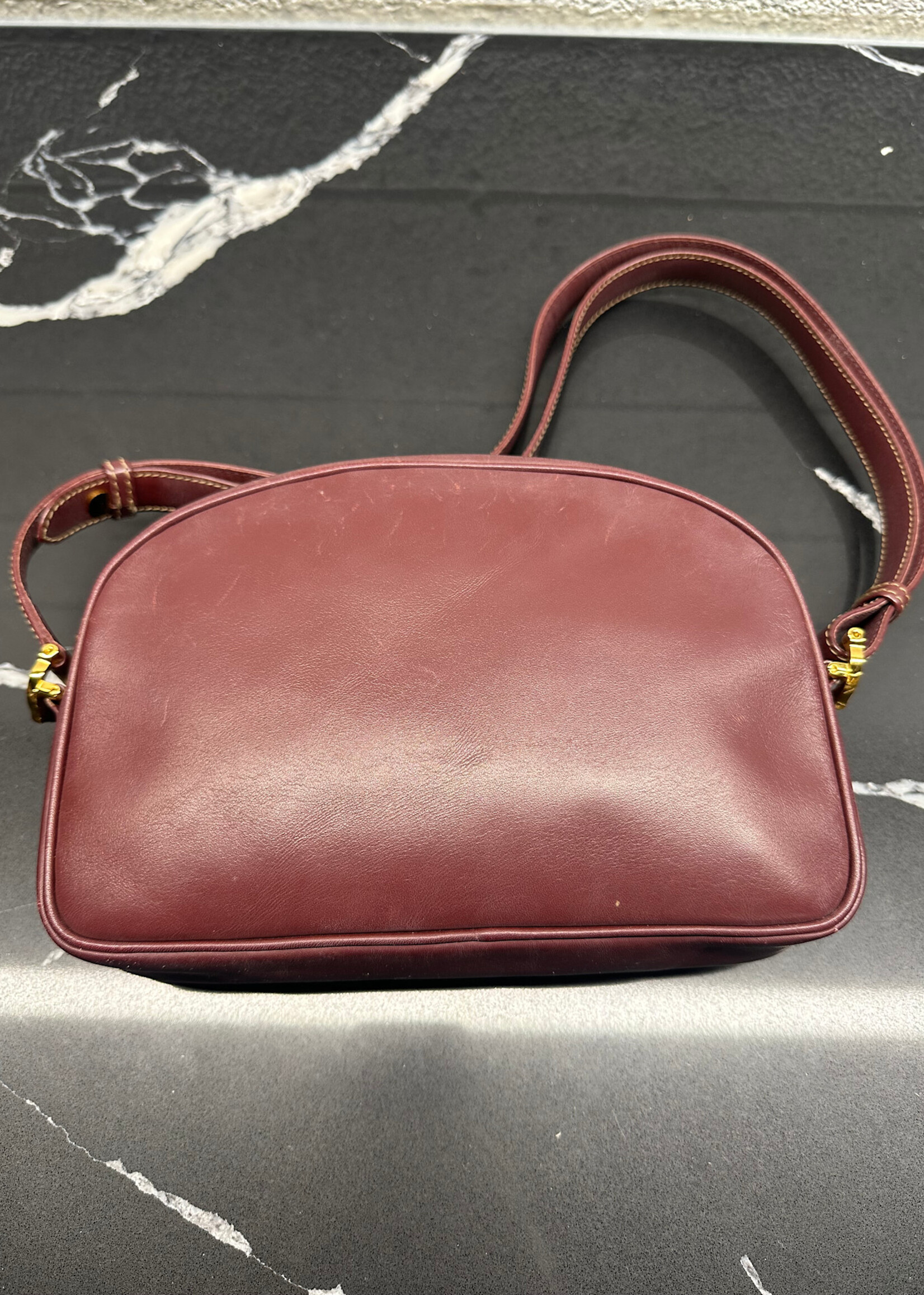 Vintage Must De Cartier Maroon Leather Crossbody