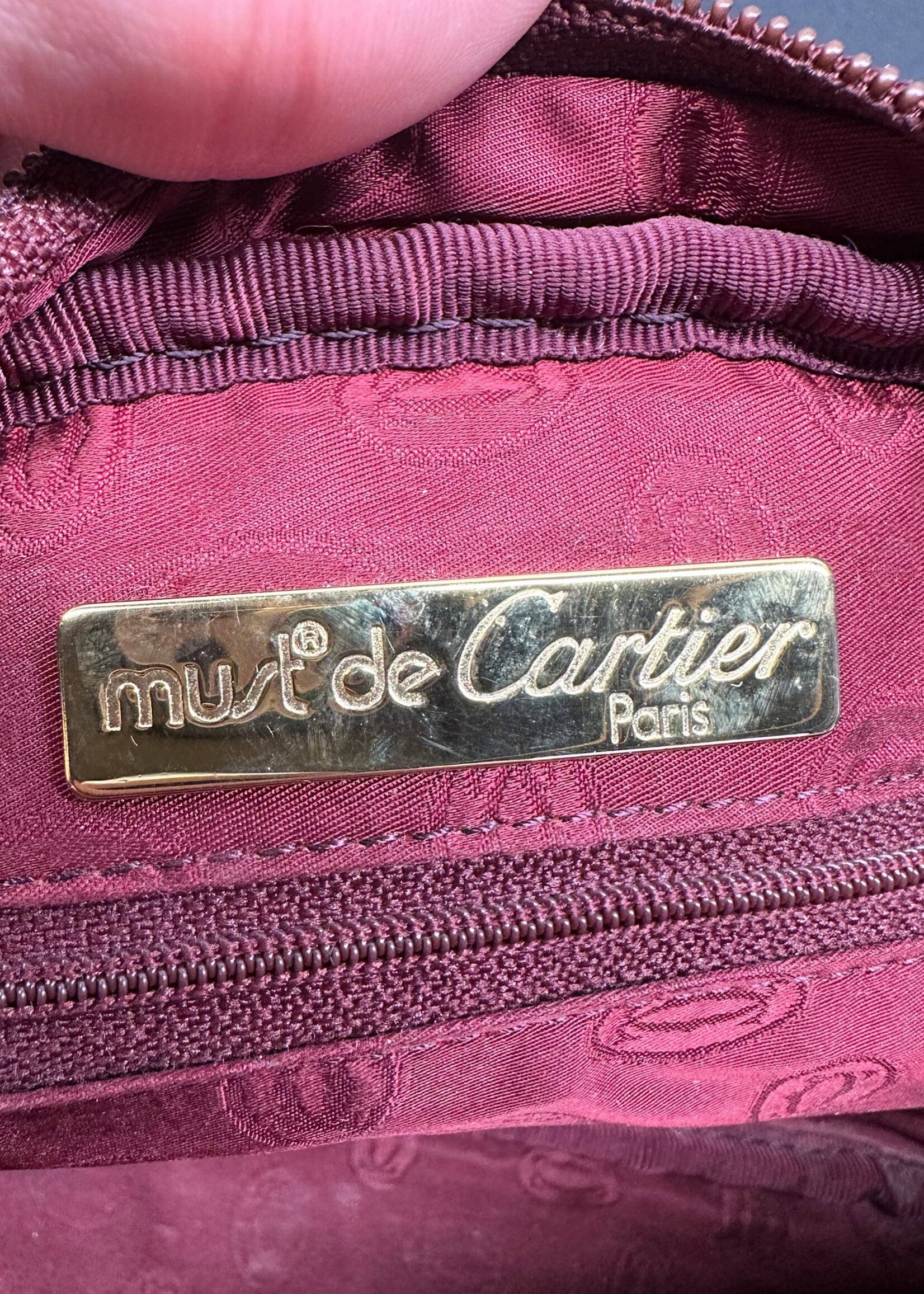 Vintage Must De Cartier Maroon Leather Crossbody
