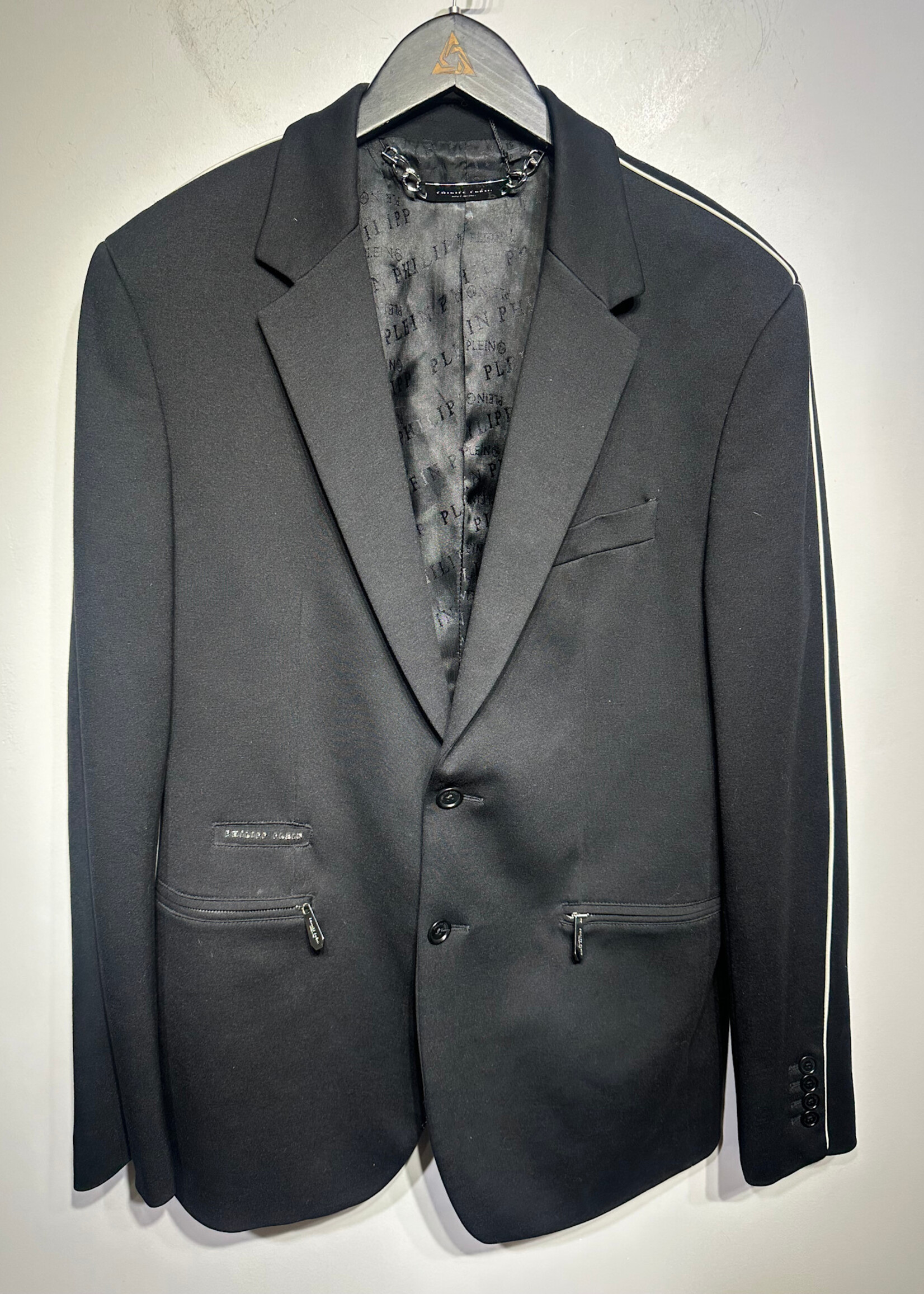 Philipp Plein Black White Stripe Blazer Masc M