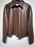 Babaton Brown Pleather Cropped Jacket Fem S AS IS