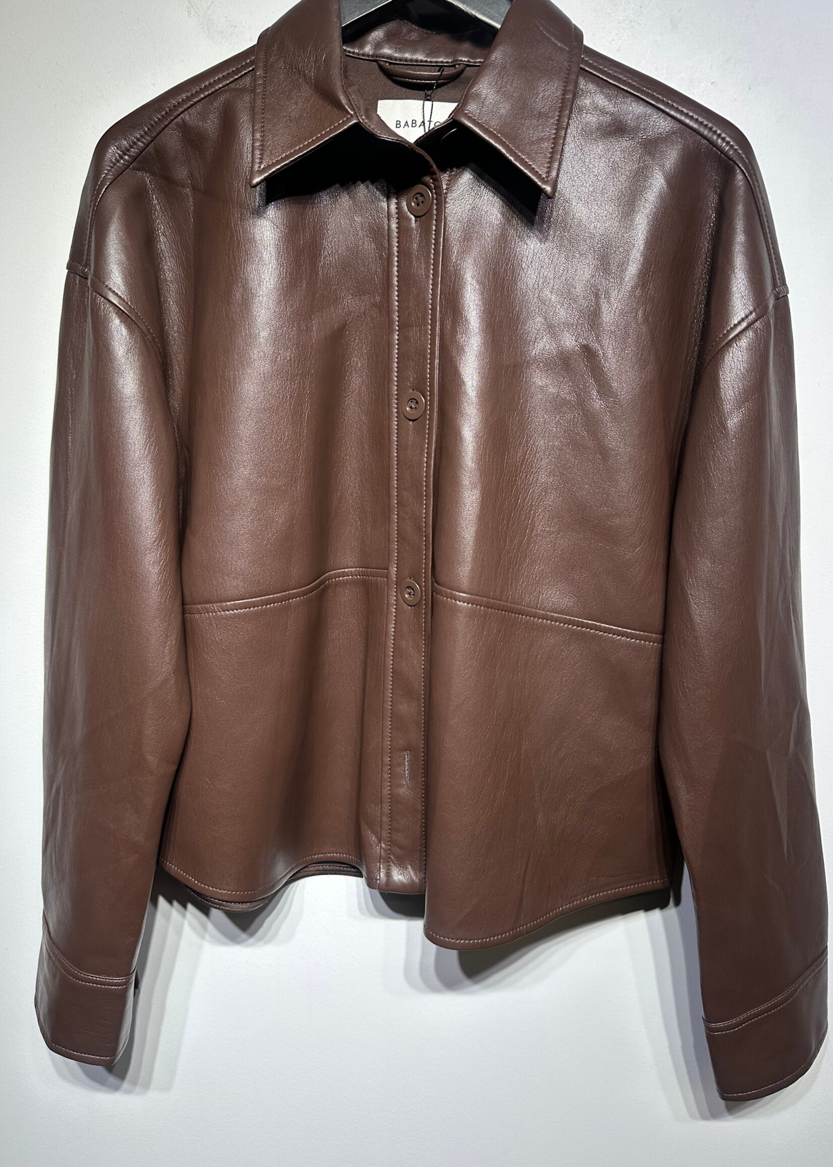 Babaton Brown Pleather Cropped Jacket Fem S AS IS