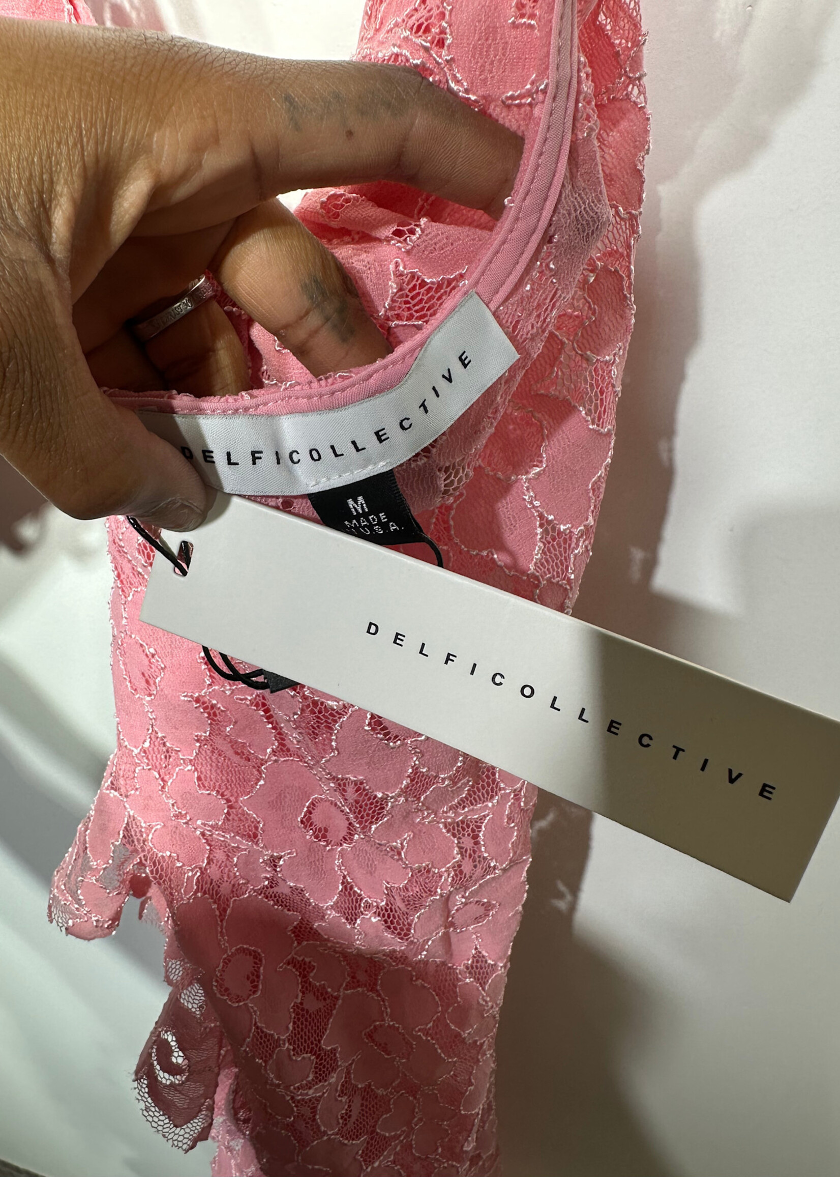 NWT Delfi Collective Pink Lace Dress M (Retail: $300+)