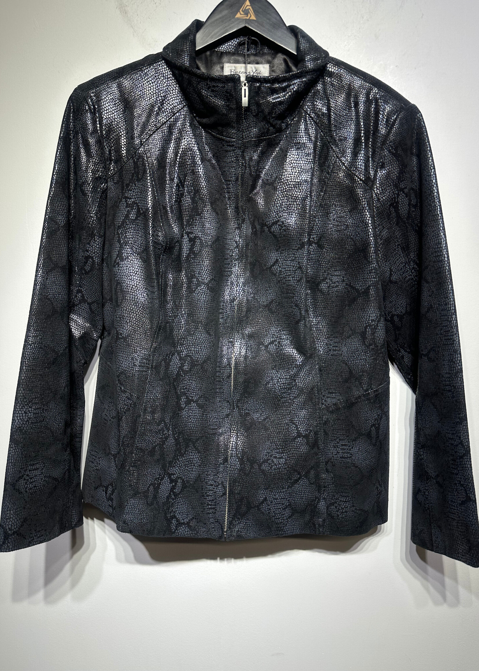 Preston York Black Snake Print Leather Jacket Fem L