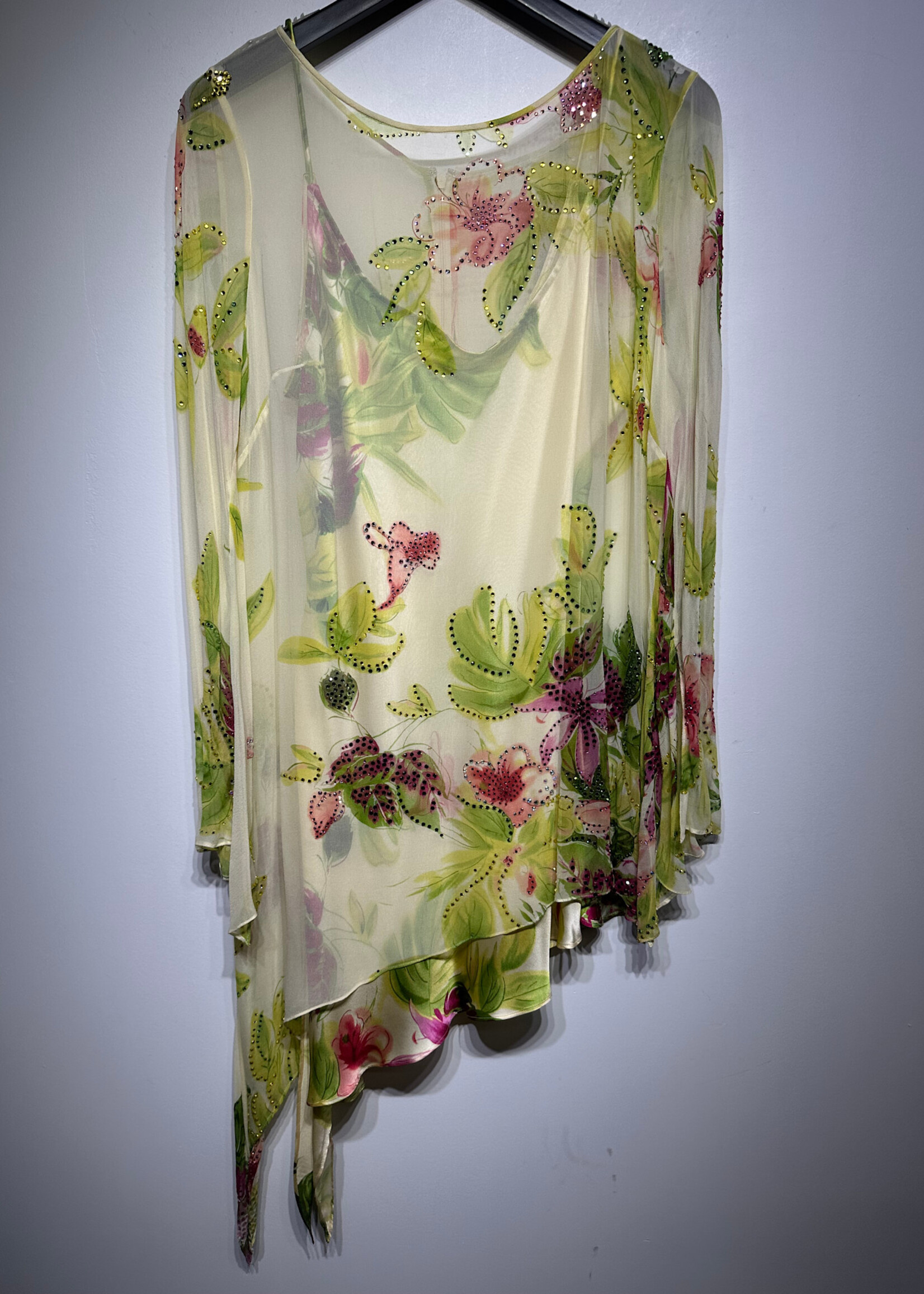 Vintage Yellow Floral Dress 2PC Set M