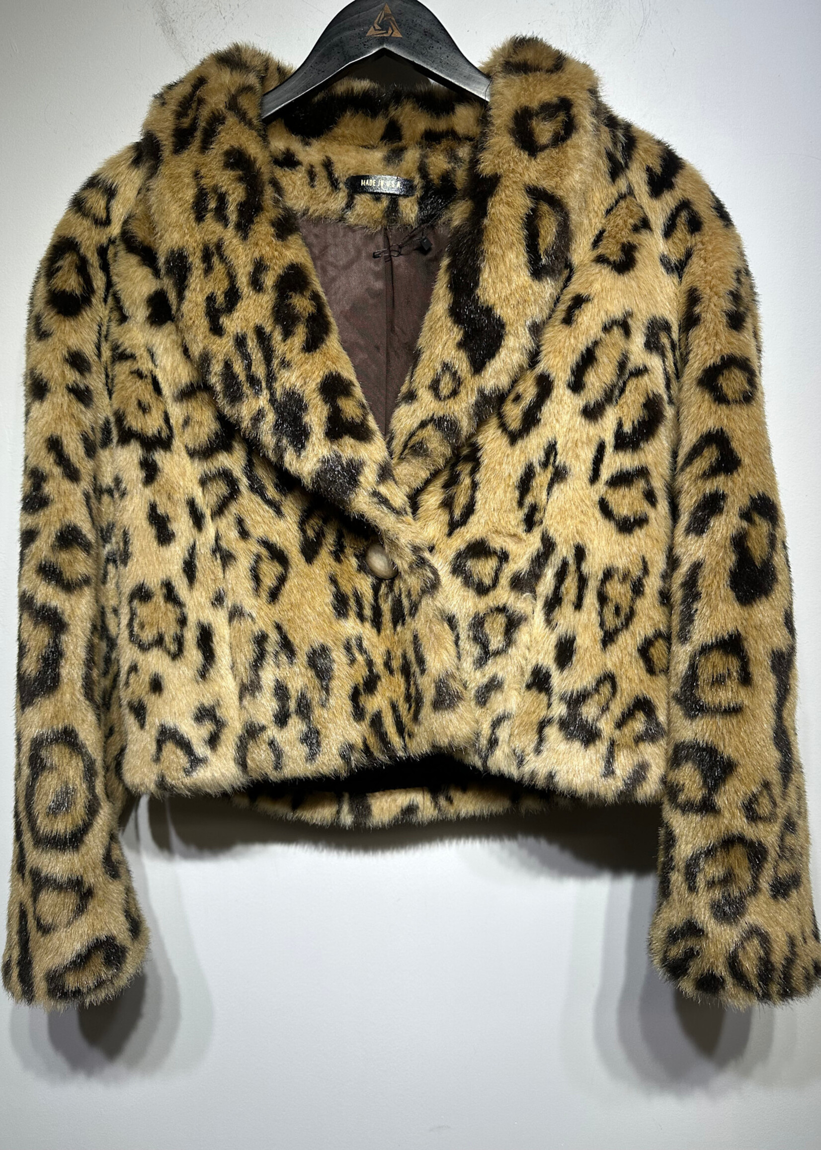Vintage Cheetah Print Fur Jacket Fem OSFA