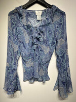Vision Blue Silk Sheer Blouse L