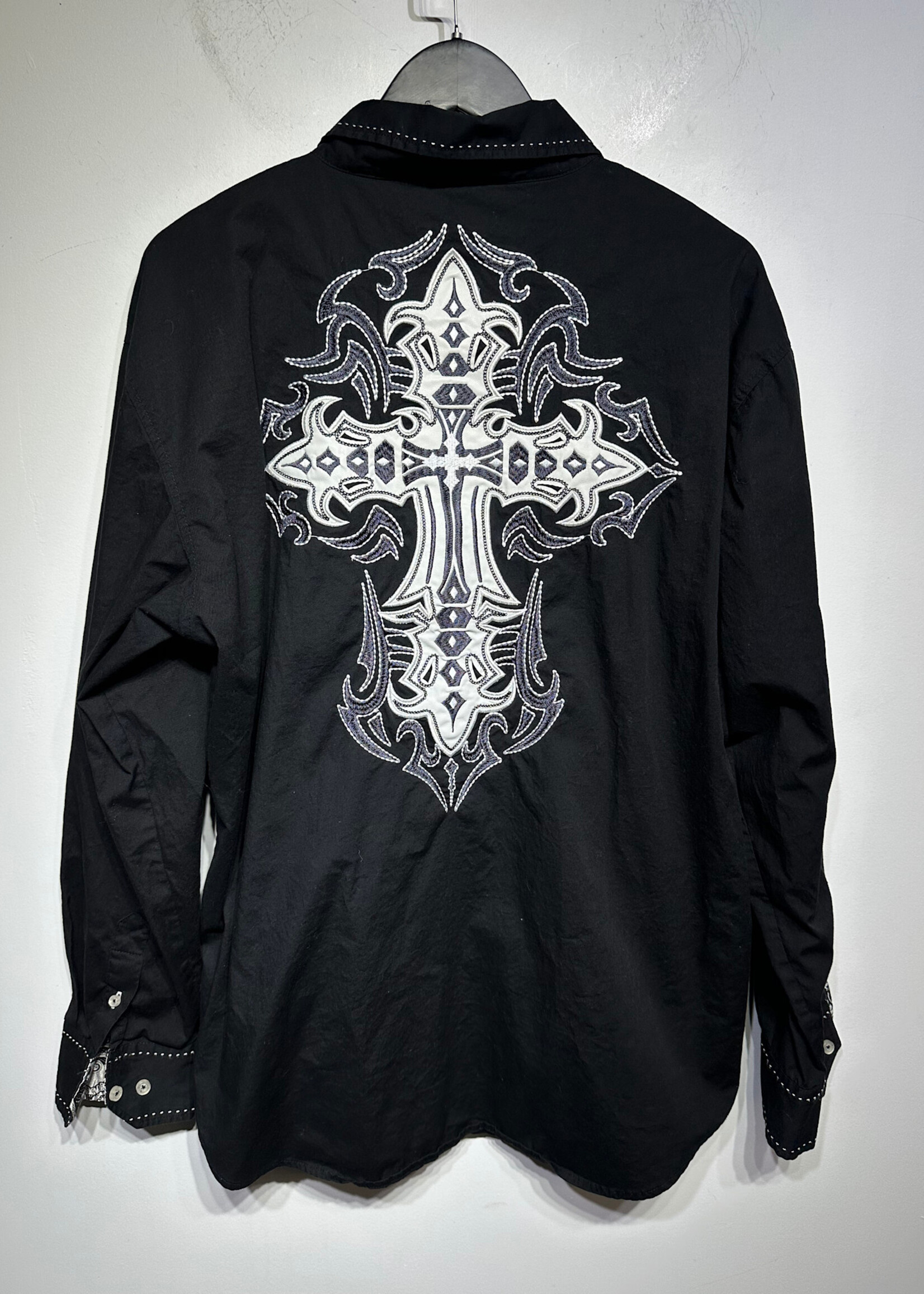 Victorious Y2k Cross Button Up Black XXL