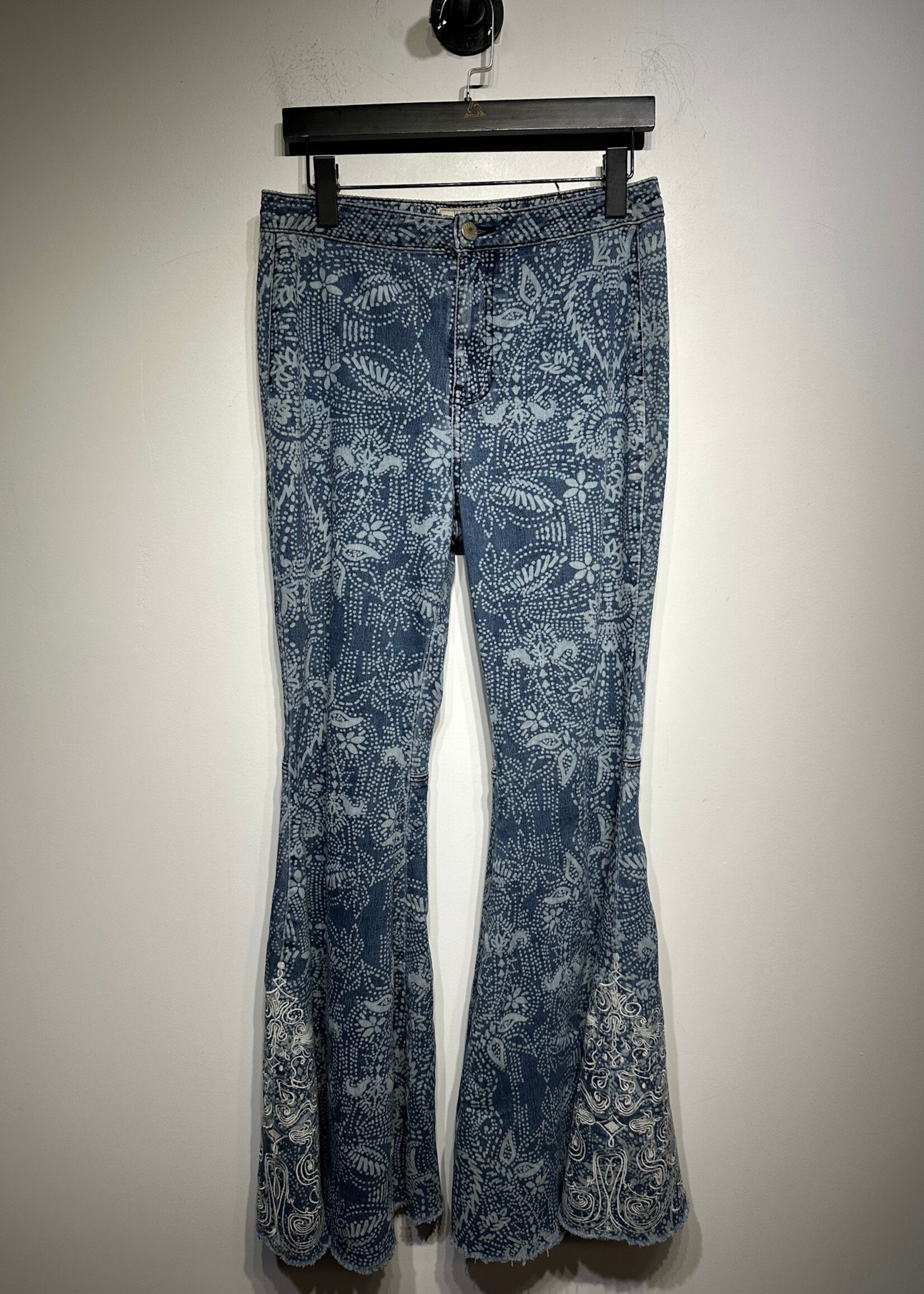 Free People Denim Paisely Flares 28