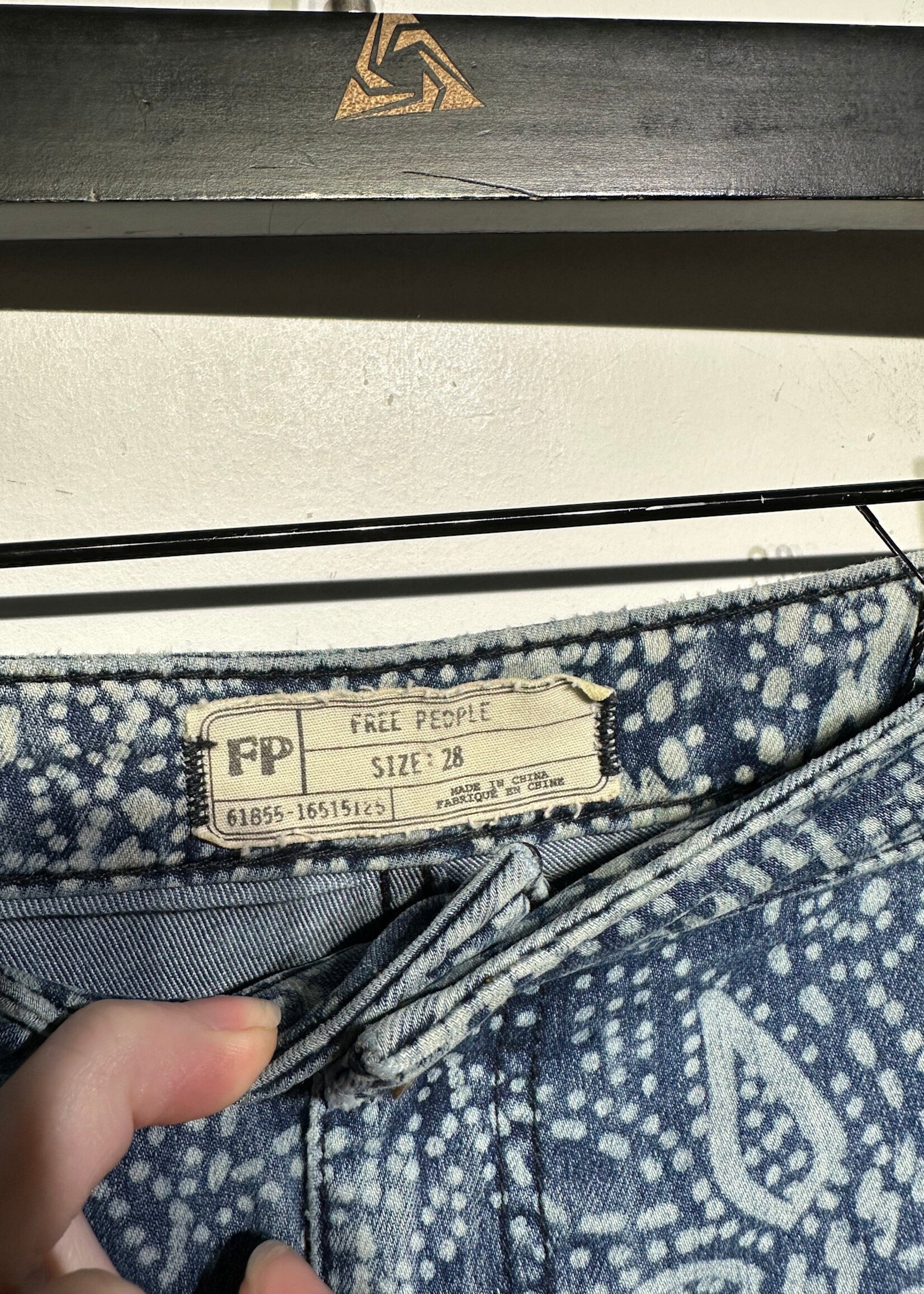 Free People Denim Paisely Flares 28
