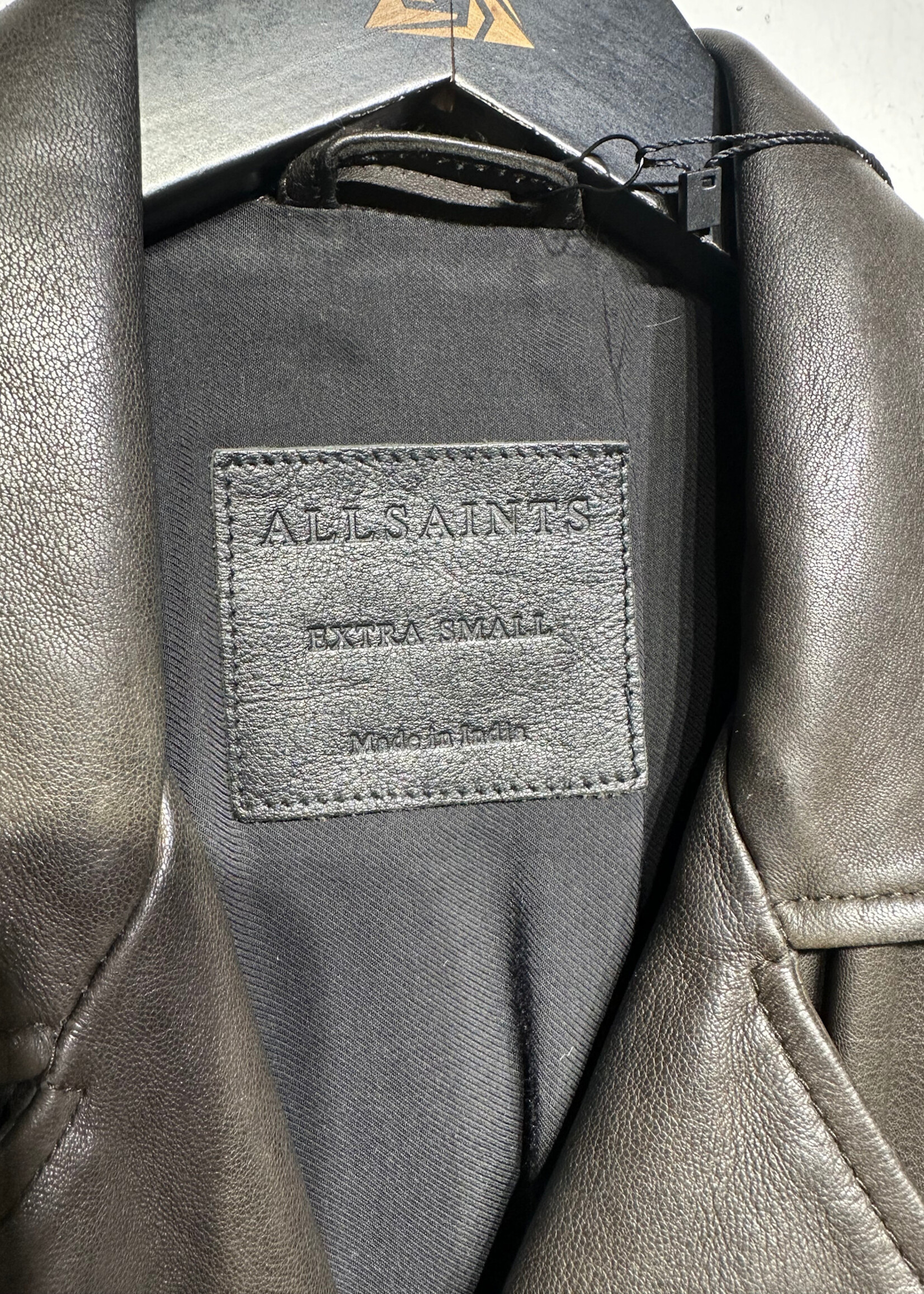 AllSaints Brown Leather Biker Jacket XS
