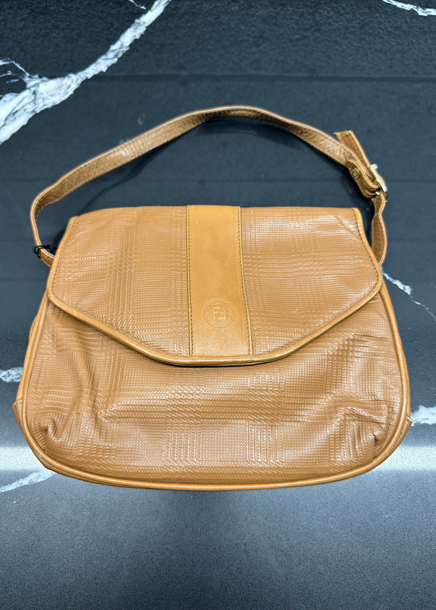 80s Fendi Light Brown Side Bag OS