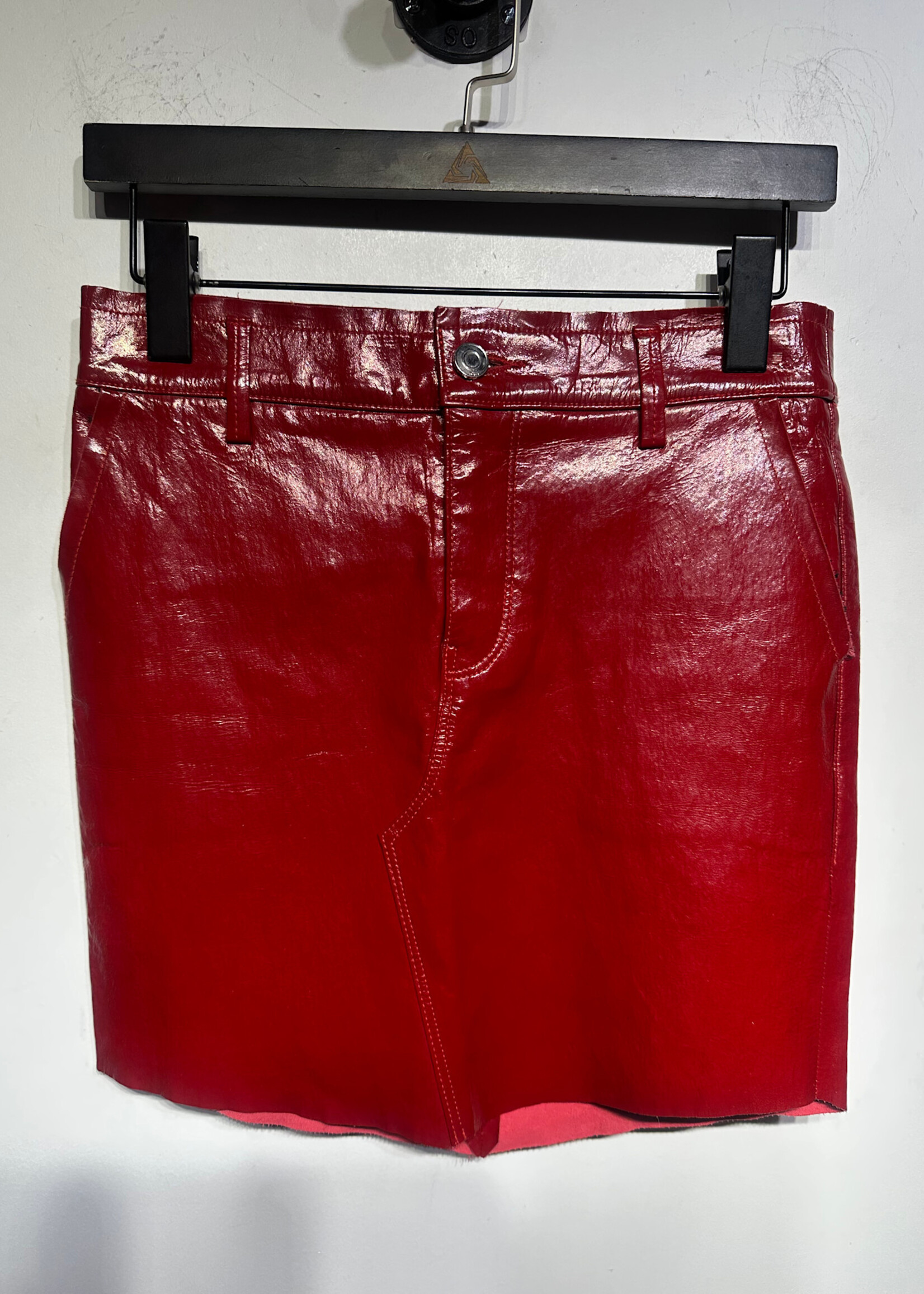 RTA Red Vinyl Mini Skirt 27