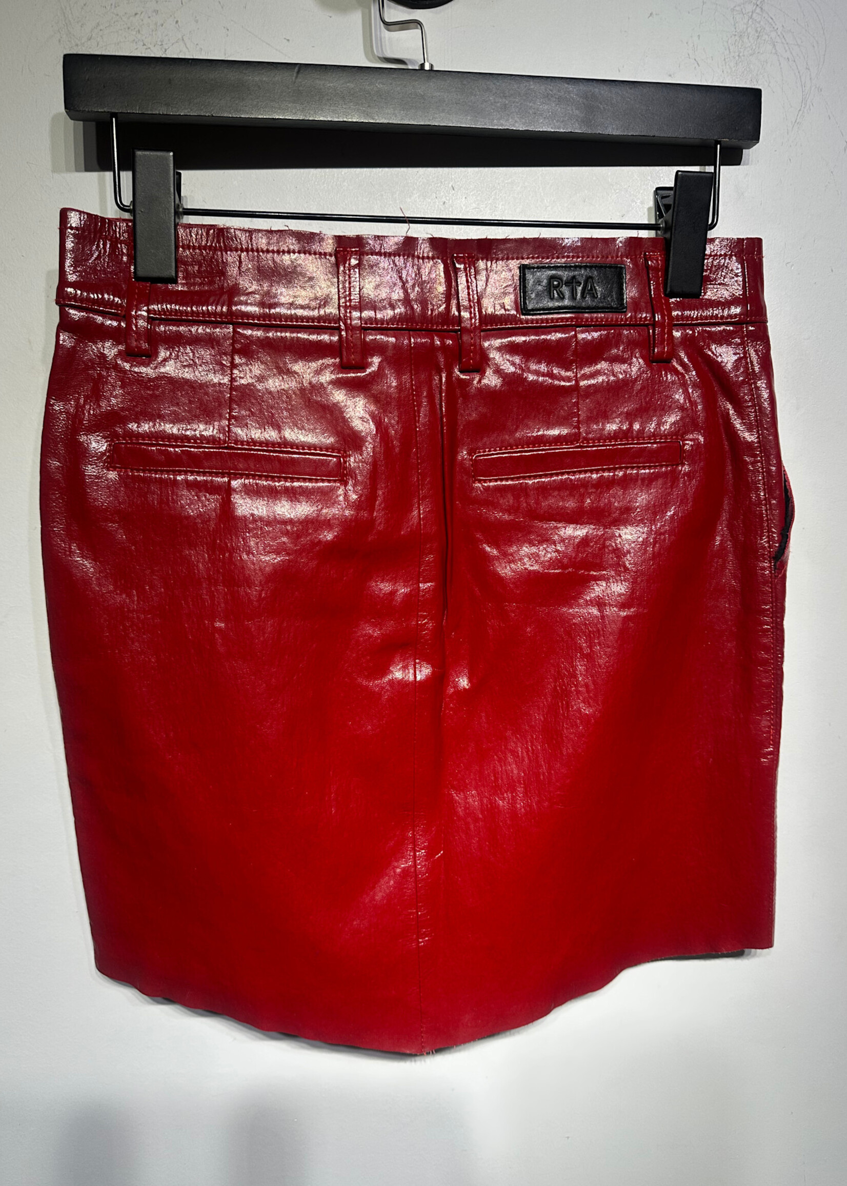 RTA Red Vinyl Mini Skirt 27