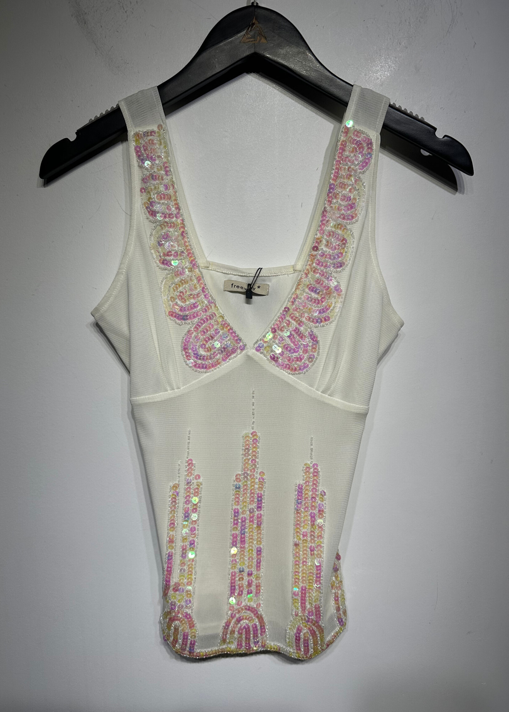 Freeway Sequin Tank White M