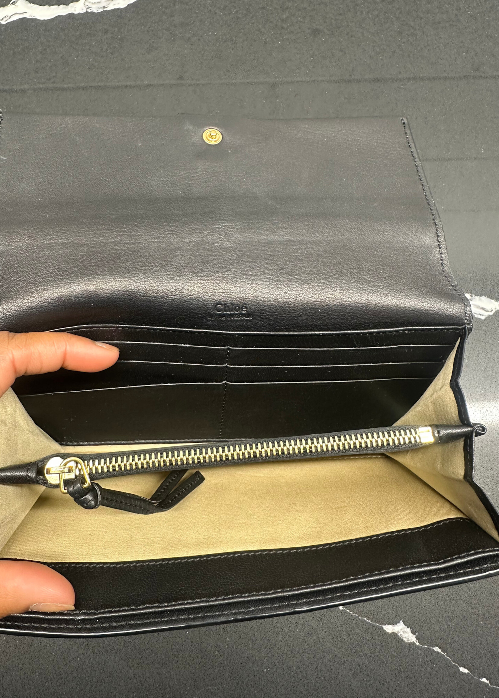 Chloe Black Leather Bow Clasp Wallet