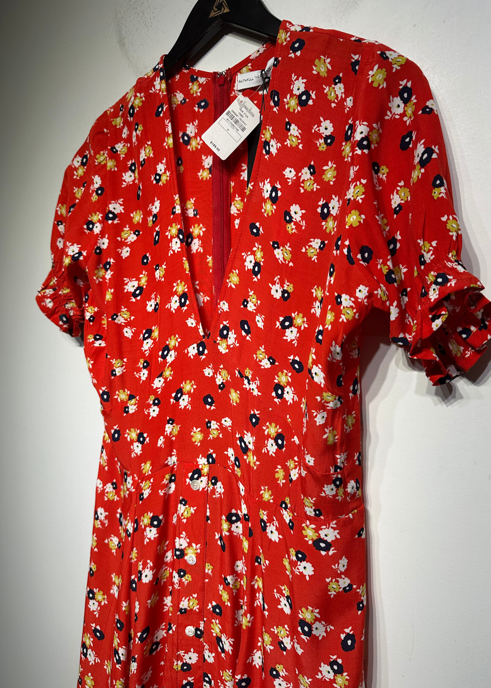 NWT Faithfull the Label Red Floral Dress M
