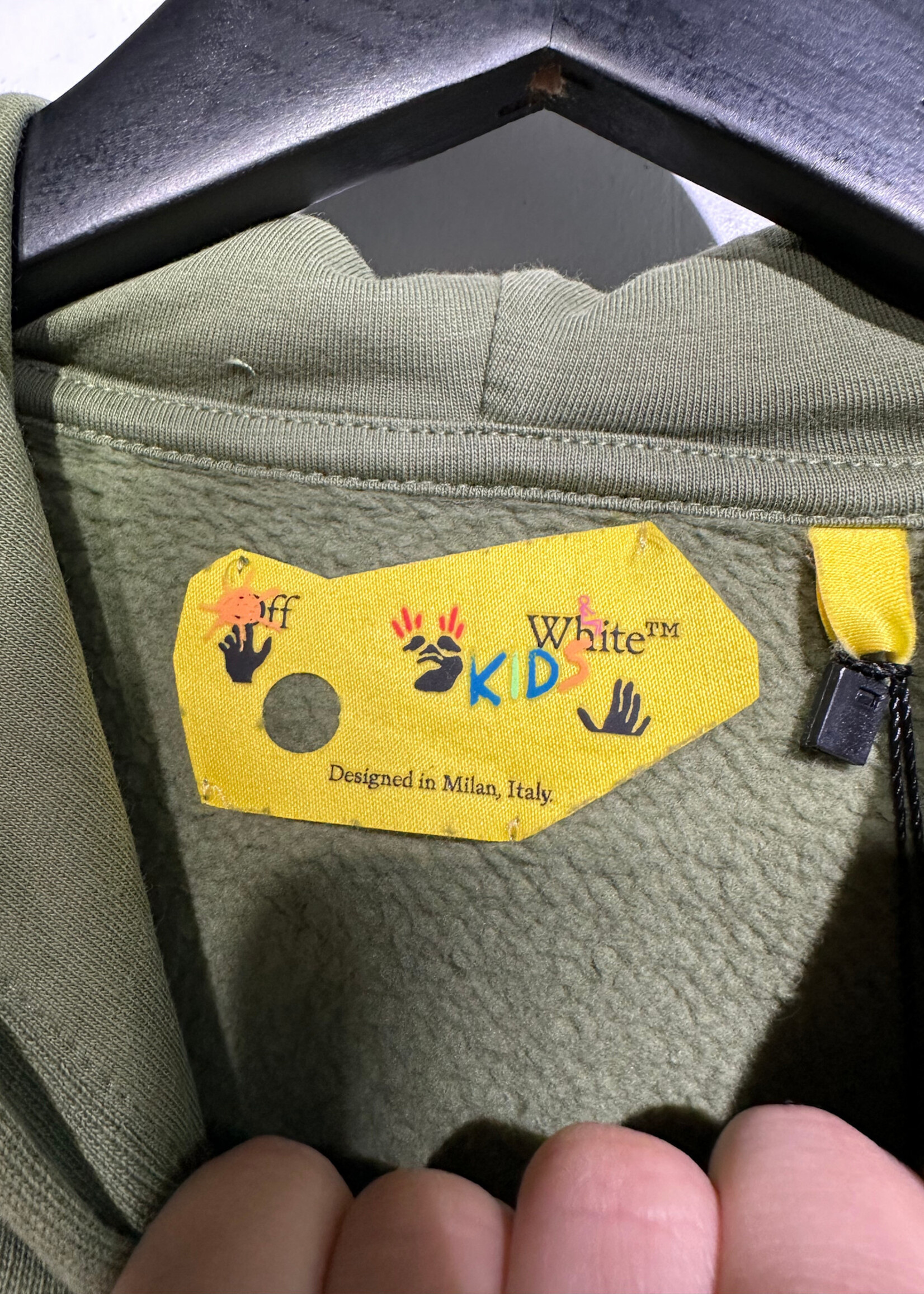 Off White Kids Green Hoodie Dress 5Y As Is