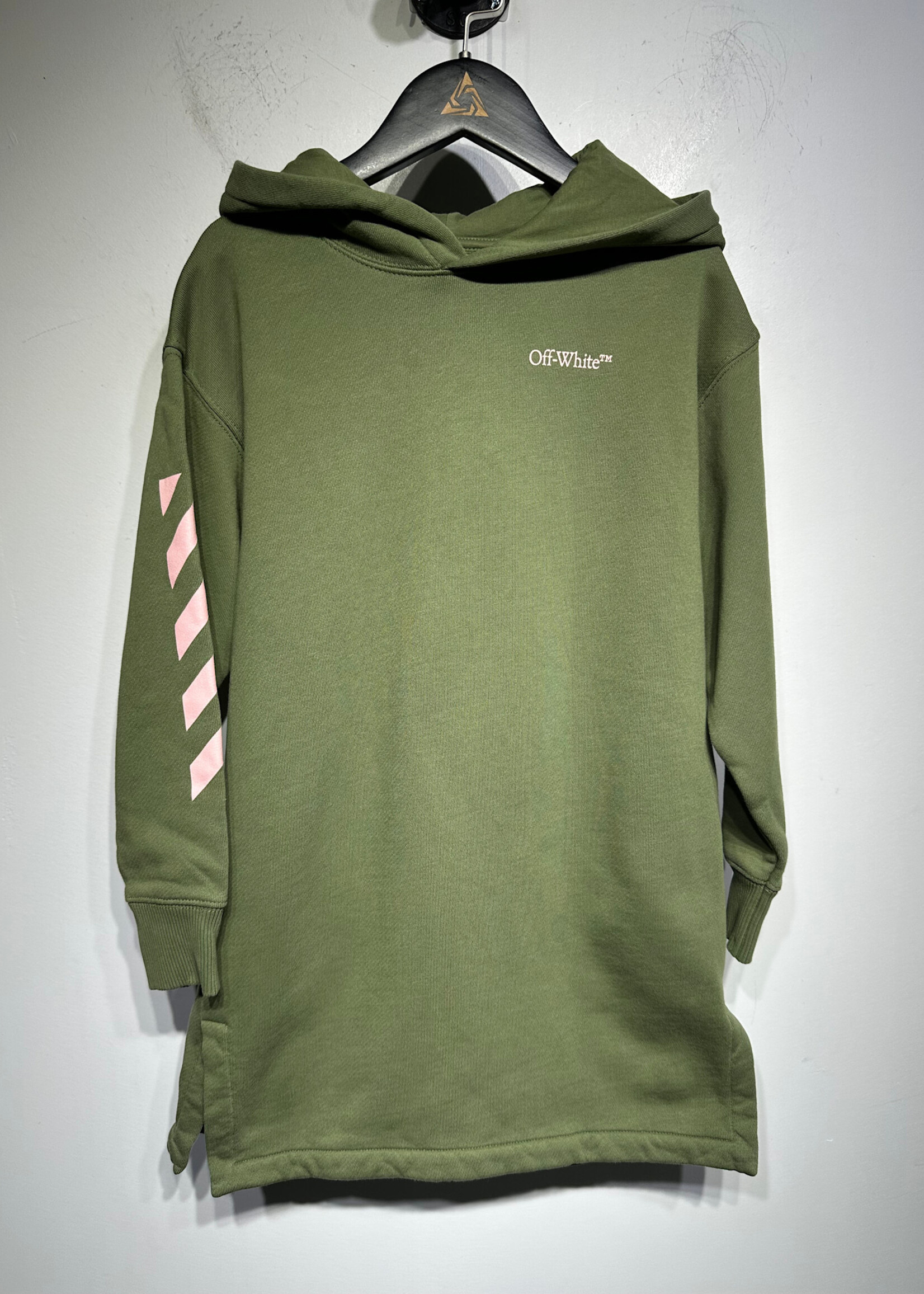 Off White Kids Green Hoodie Dress 5Y As Is