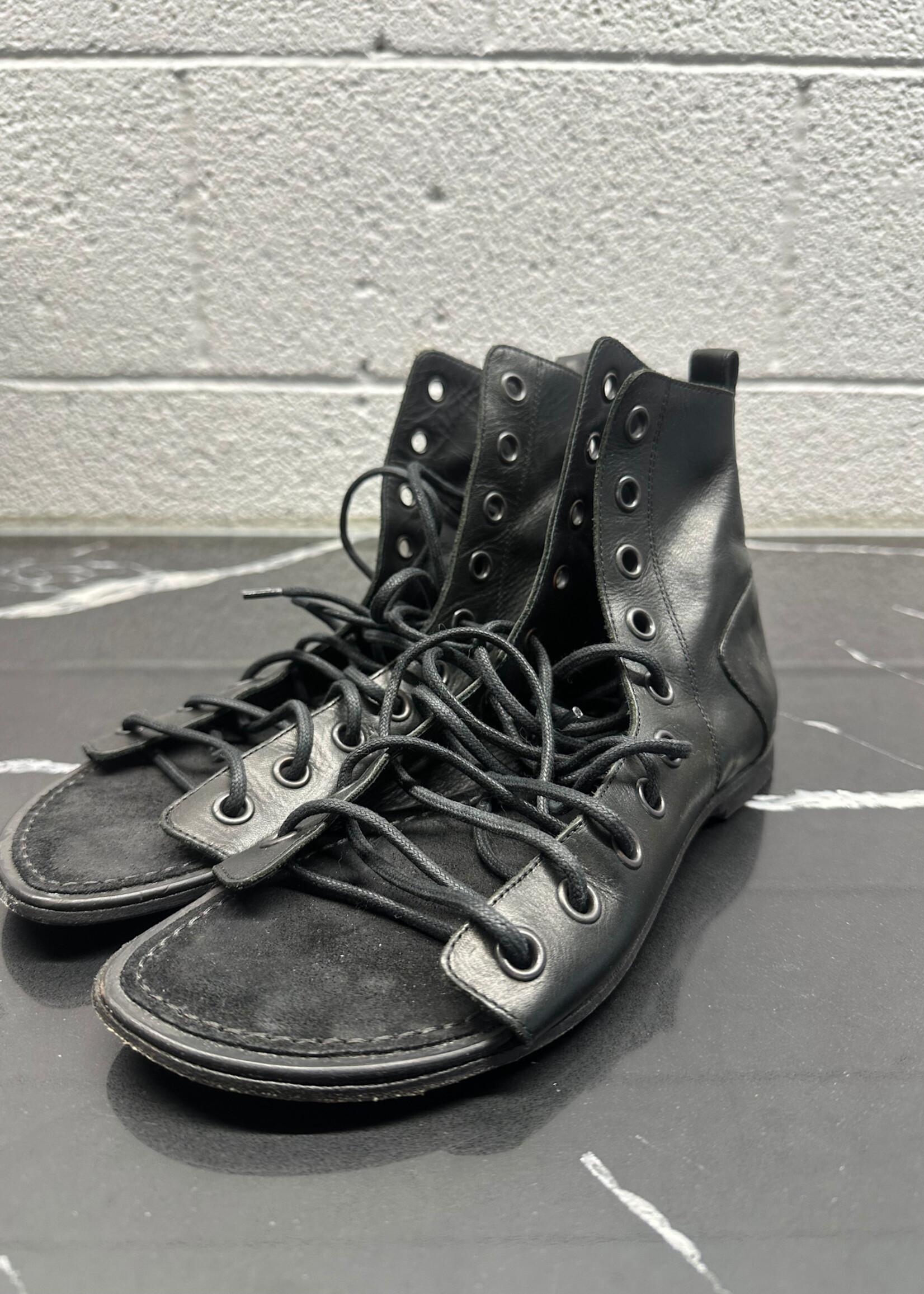 Ann Demeulemeester Black Leather Lace Up Flats 6.5