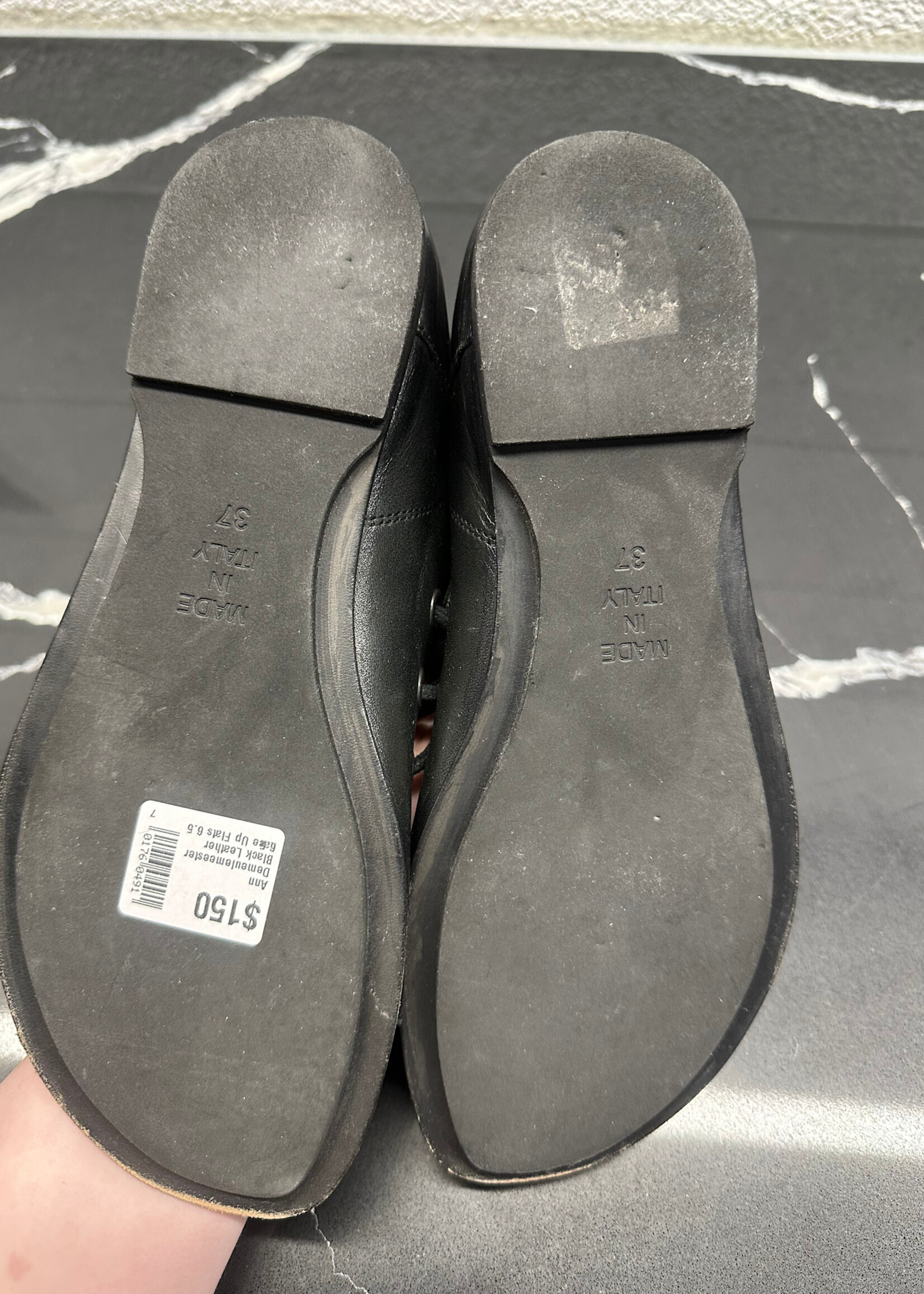 Ann Demeulemeester Black Leather Lace Up Flats 6.5