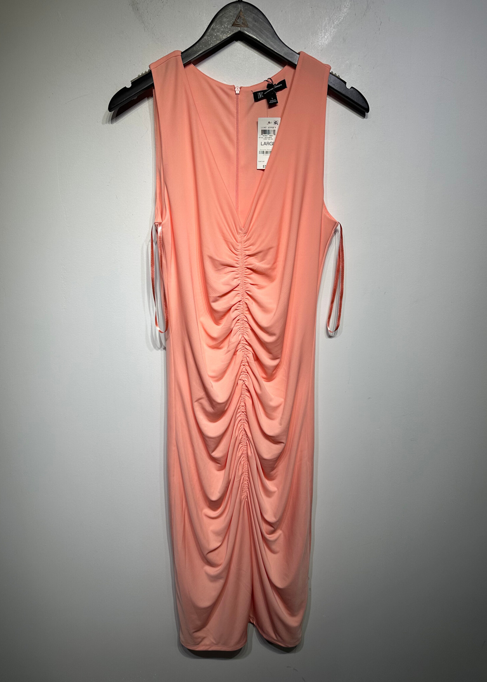 NWT Inc Light Orange Ruched Tank Dress L