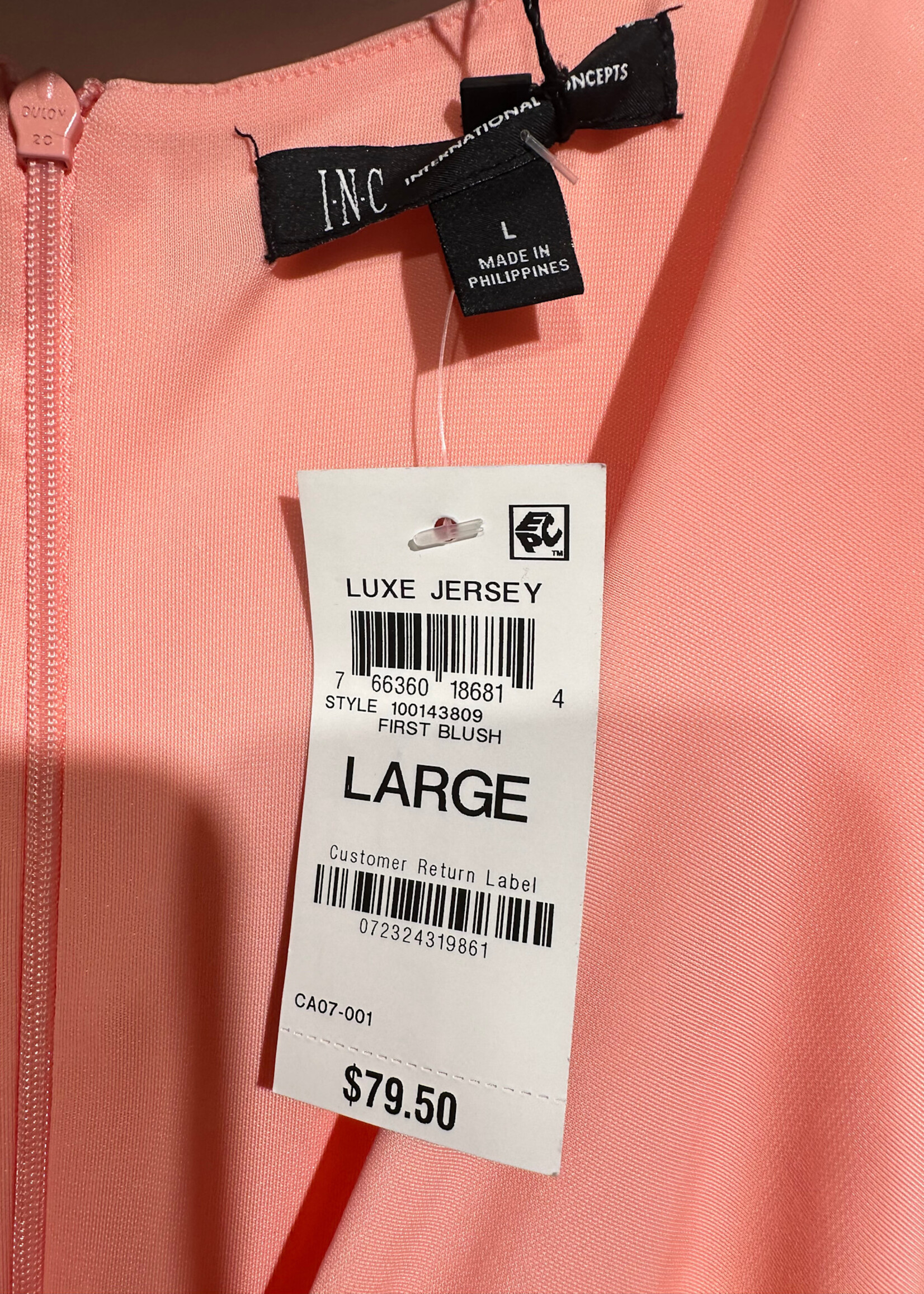 NWT Inc Light Orange Ruched Tank Dress L