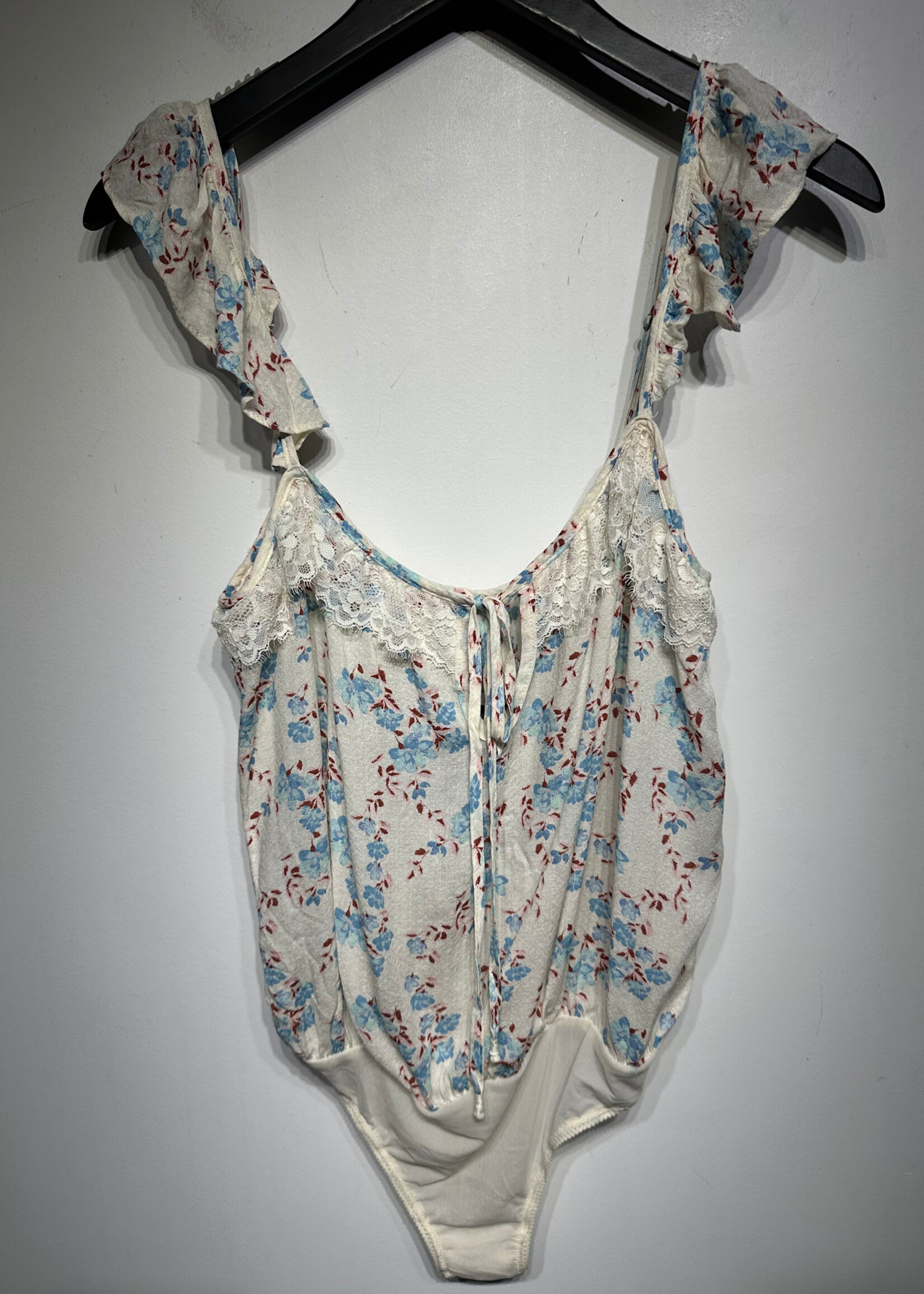 Intimately FP White Blue Floral Bodysuit XS