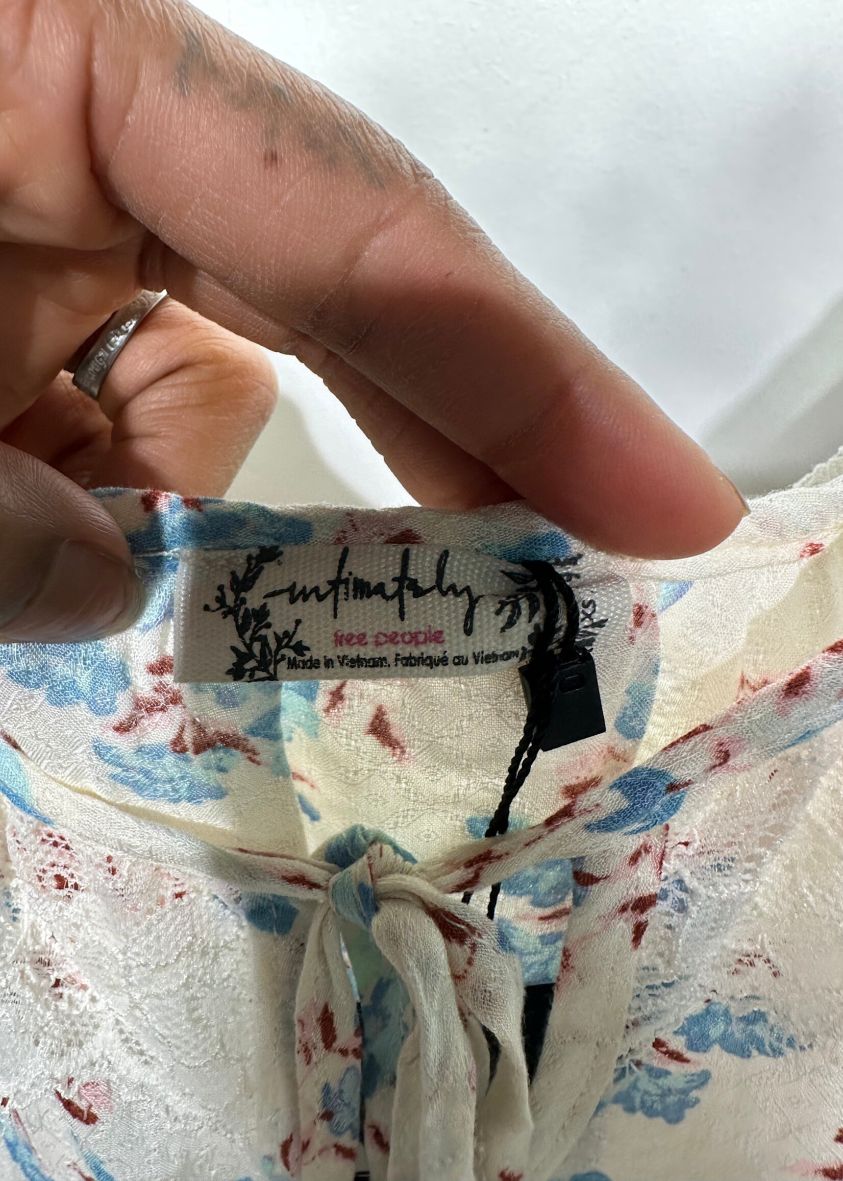 Intimately FP White Blue Floral Bodysuit XS