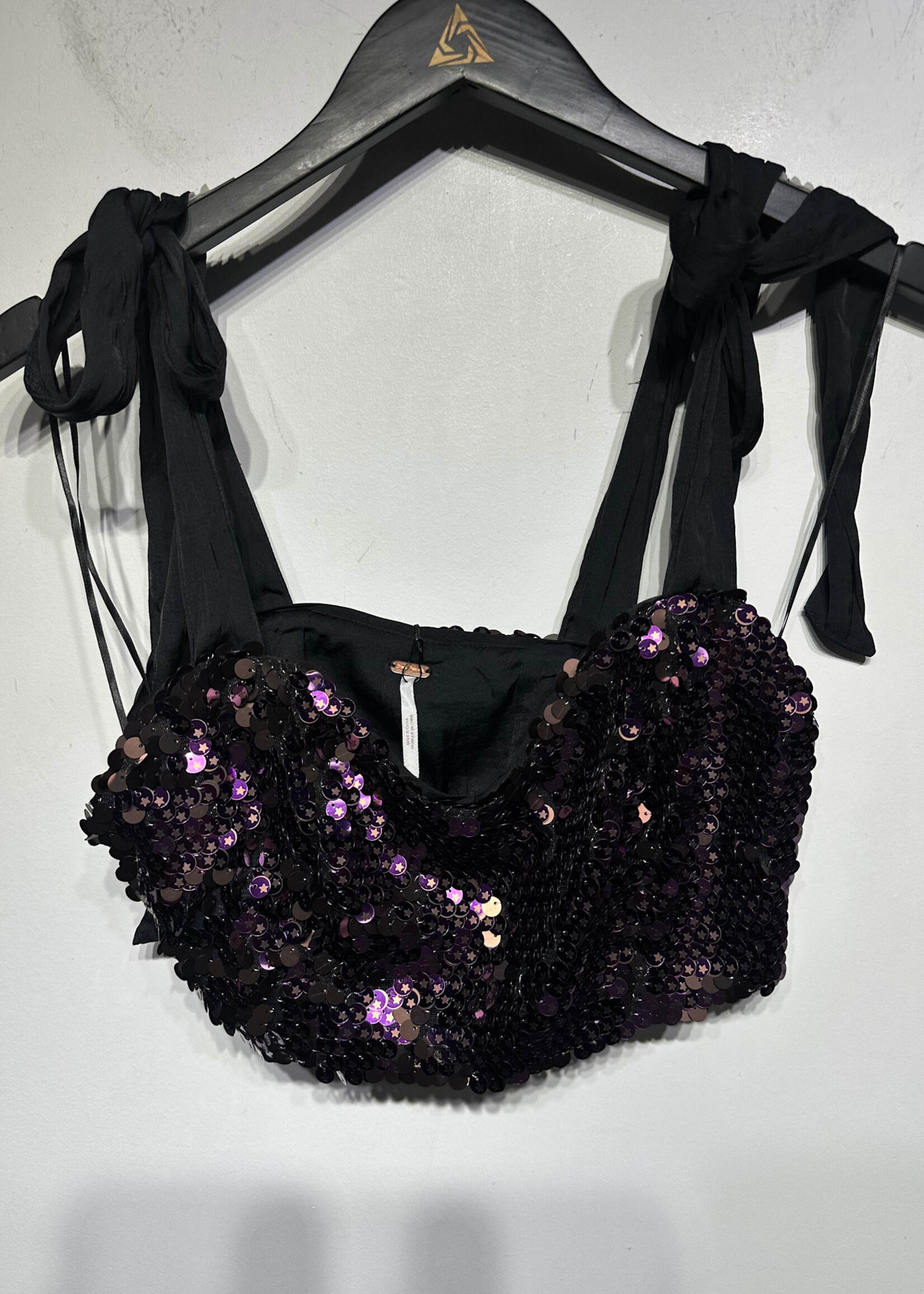 Free People Purple Sequin Halter Top XS