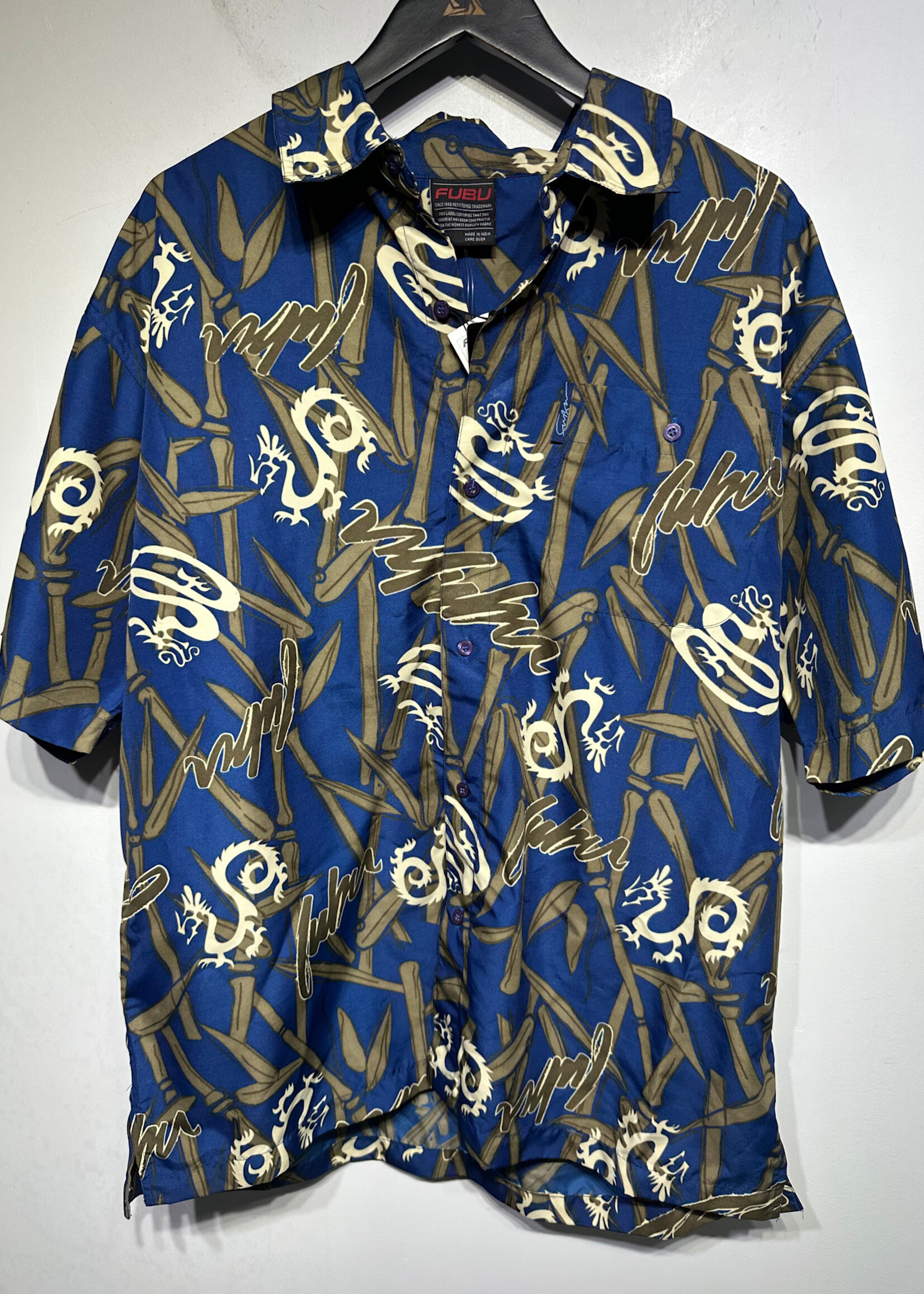 NWT Fubu Dragon Pattern Button Up L