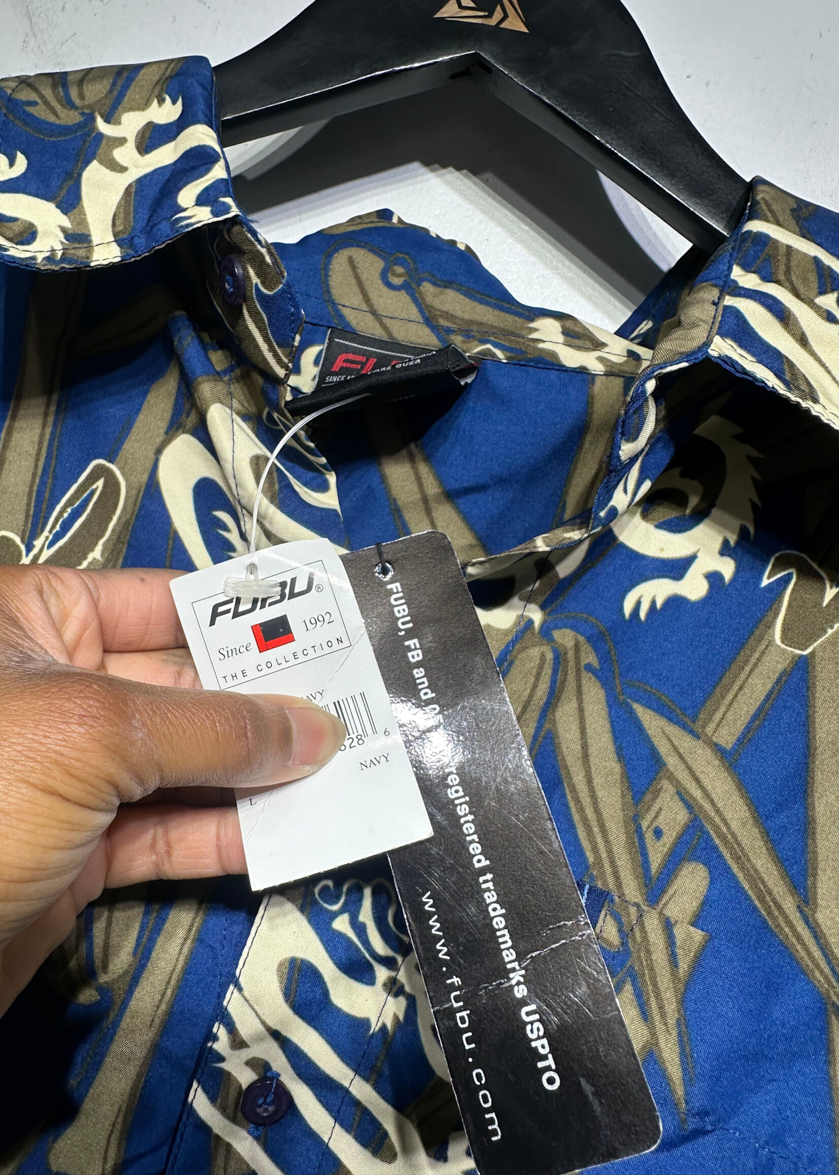 NWT Fubu Dragon Pattern Button Up L