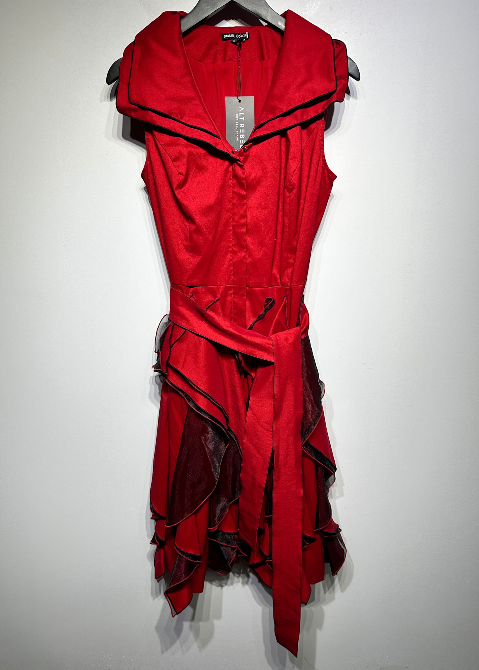 Samuel Dong Red Ruffle Dress (Retail: $250+) S