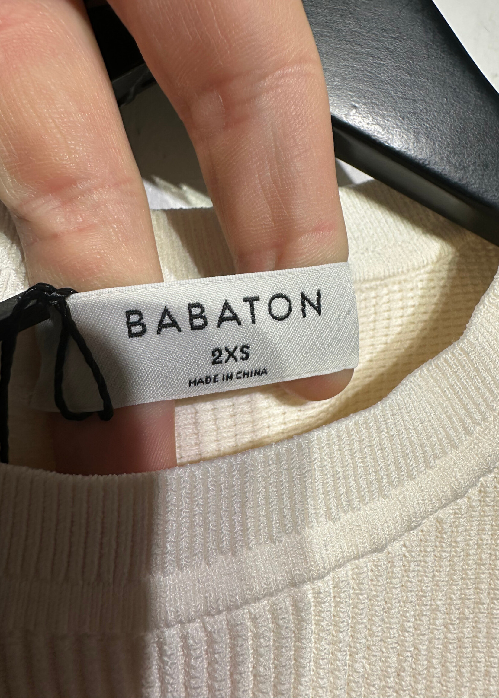 Babaton White Ribbed Tank 2XS