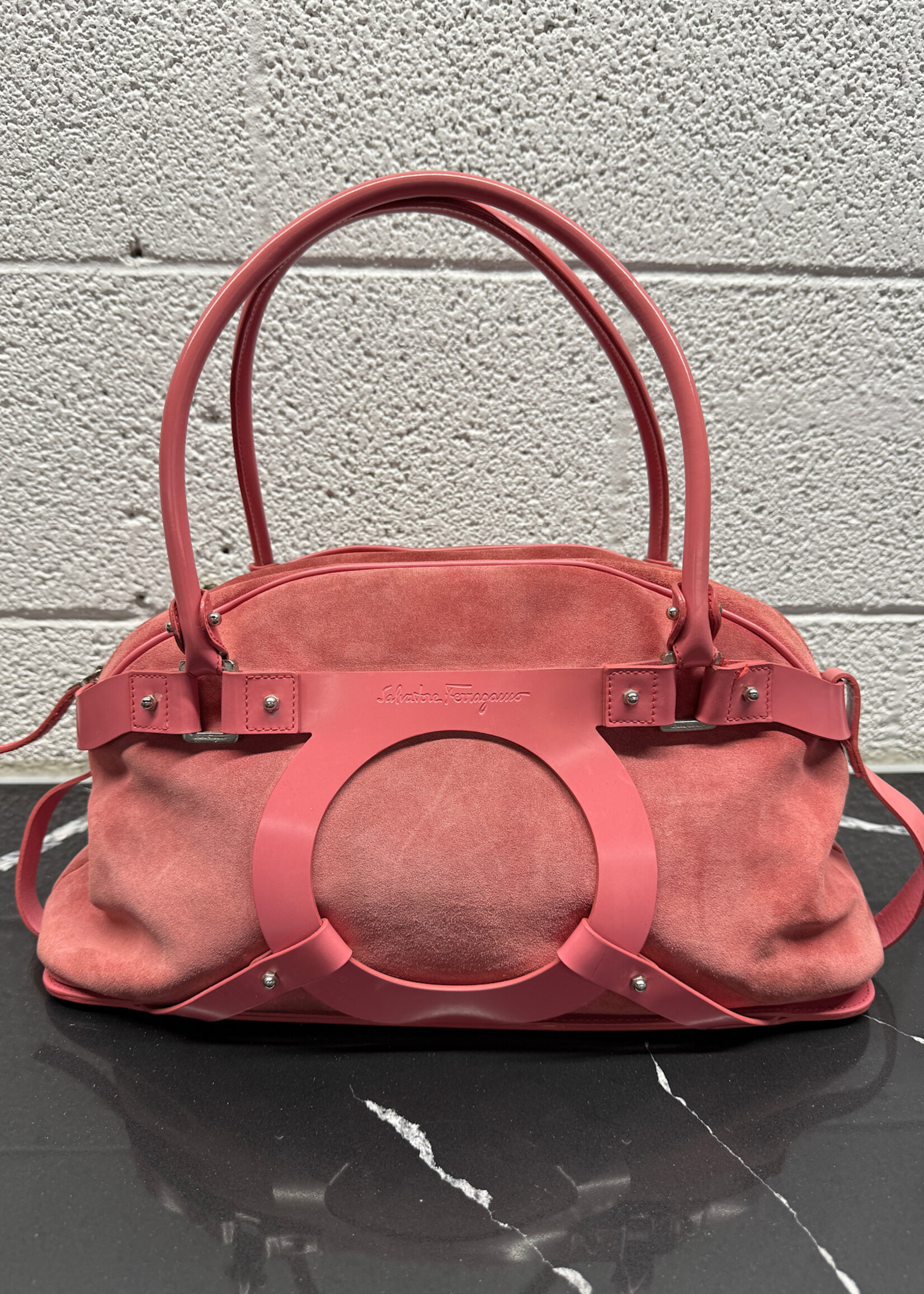 Ferragamo Y2K Pink Suede Handbag