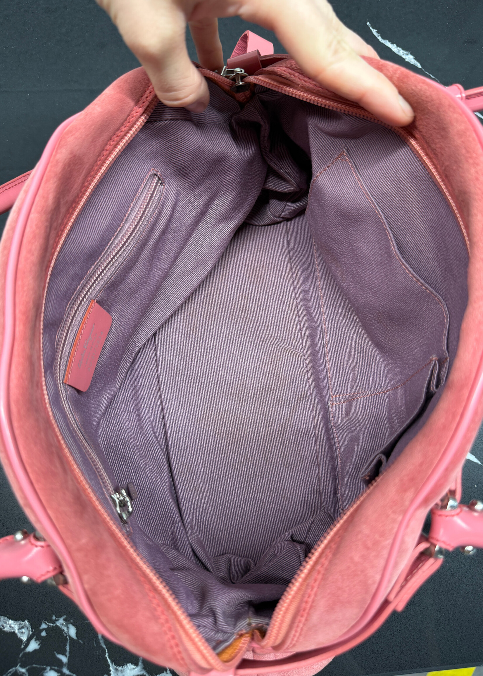 Ferragamo Y2K Pink Suede Handbag