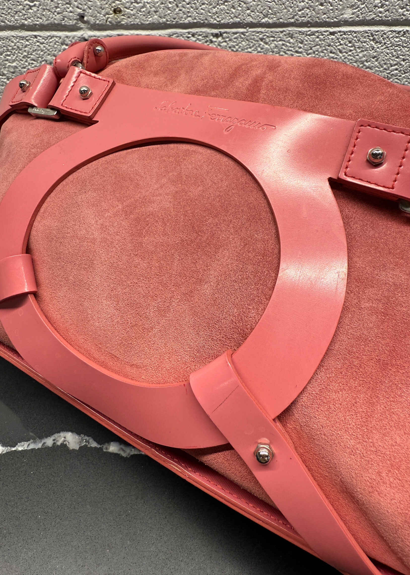 Ferragamo Y2K Pink Suede Handbag