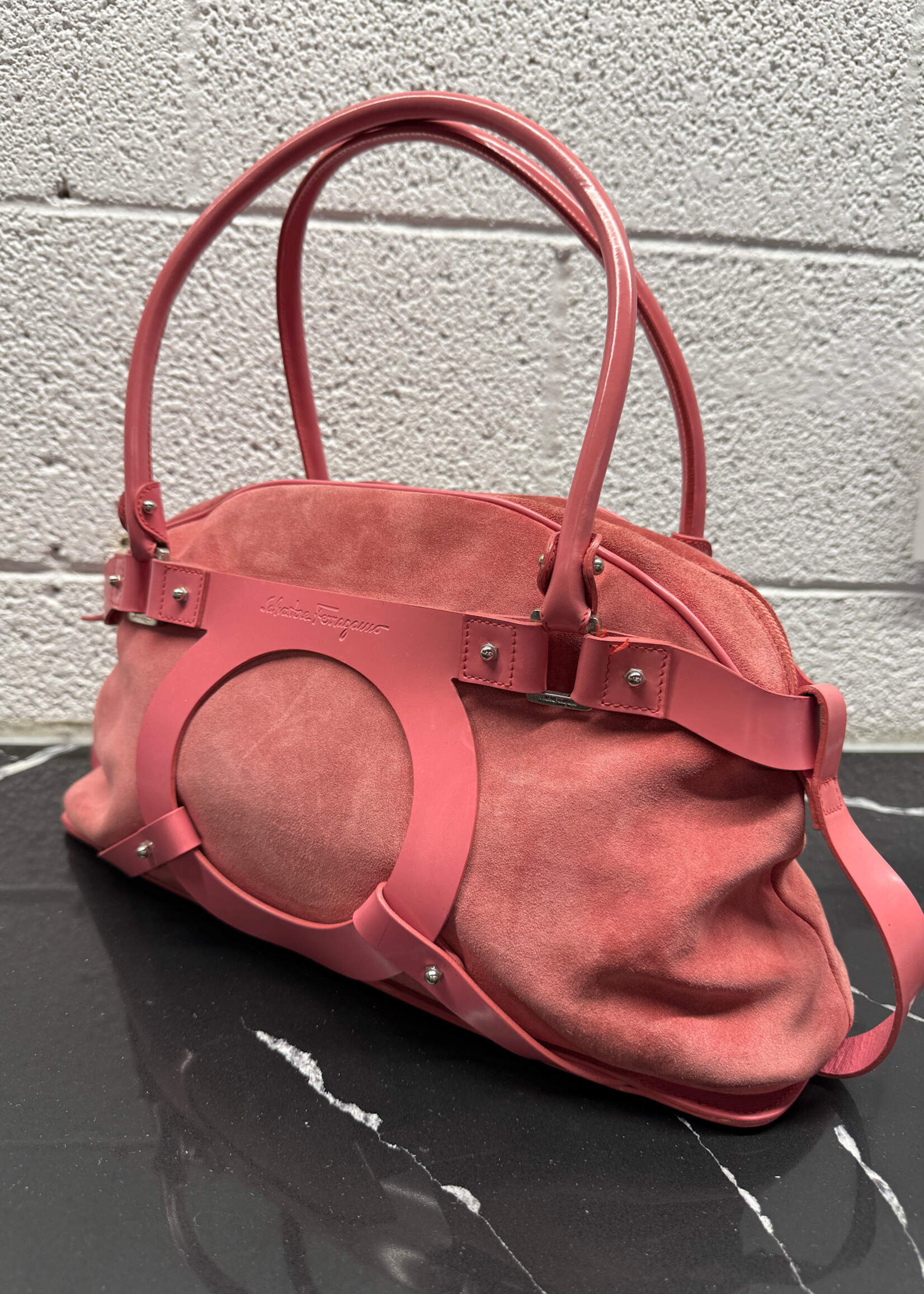 Ferragamo Y2K Pink Suede Handbag