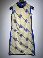 70s No Label Mock Neck Embroidered Dress M